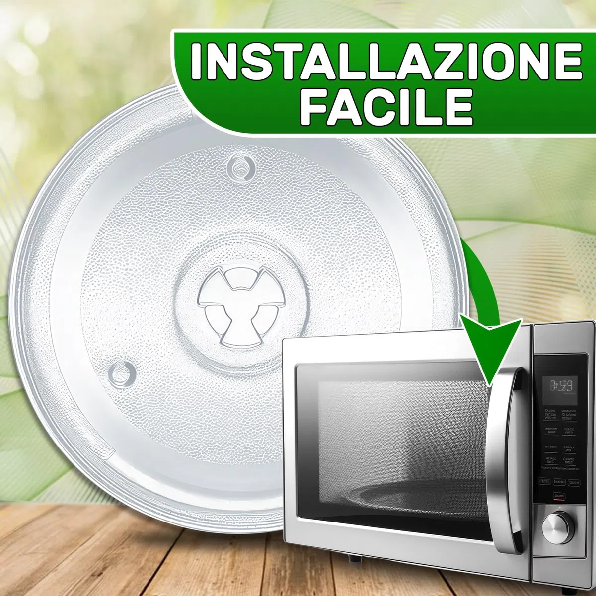 Vetro Piatto Microonde Universale con Diametro Ø 27 cm dotato di 3 Piedini di Fissaggio sulla Base con Codice Originale 297544 per Gorenje 482000100016 per Whirlpool per Indesit - ONIX TECH