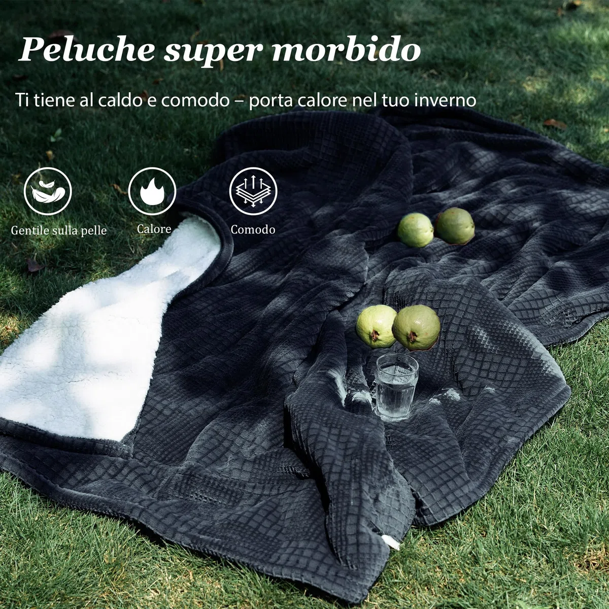 Texciting Coperta Riscaldante Elettrica-130x160cm-Coperta Elettrica con 9 impostazioni di calore-10 ore di spegnimento automatico Lavabile in lavatrice (Nero)