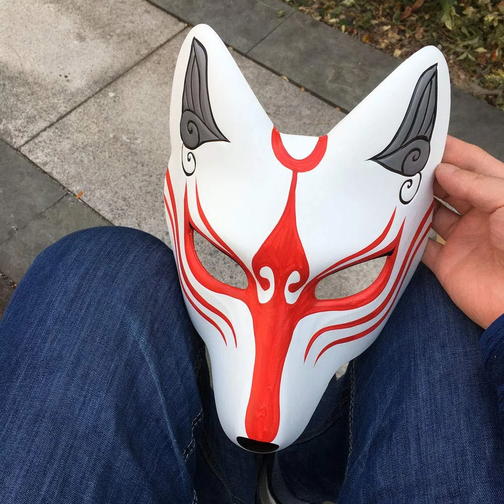 YangYong Kitsune - Maschera da volpe per Halloween e feste in maschera, Kabuki, in poliuretano