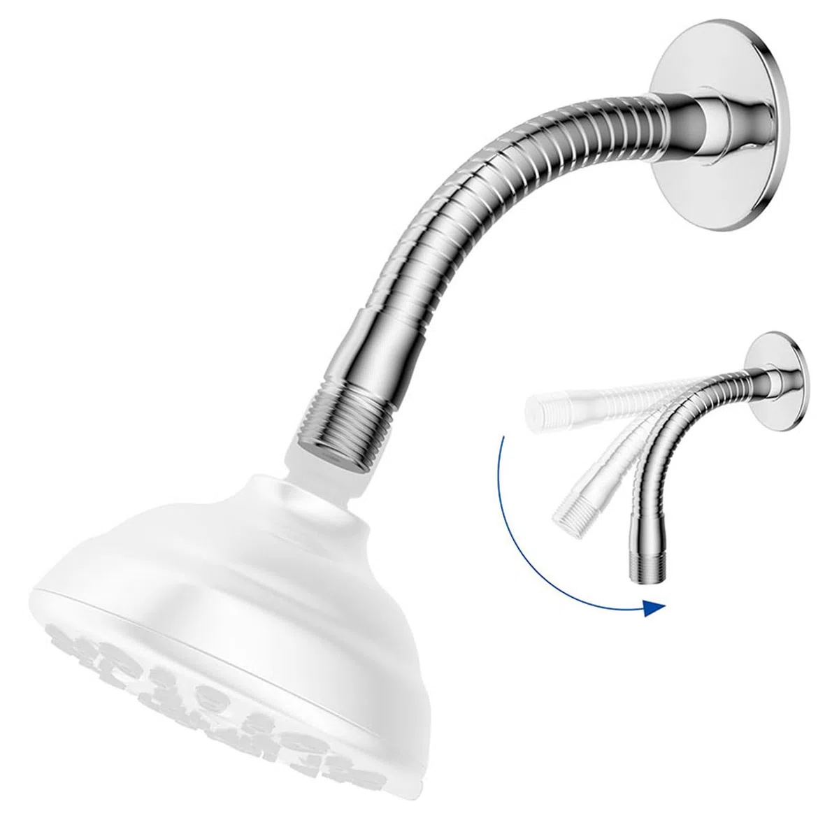 Braccio di Prolunga per Soffione Doccia Regolabile, Girevole e Girevole, Estende la Bocca, Adatto a Tutti i Soffioni Doccia, Hotel, Palestre, Realizzato in Acciaio Inossidabile