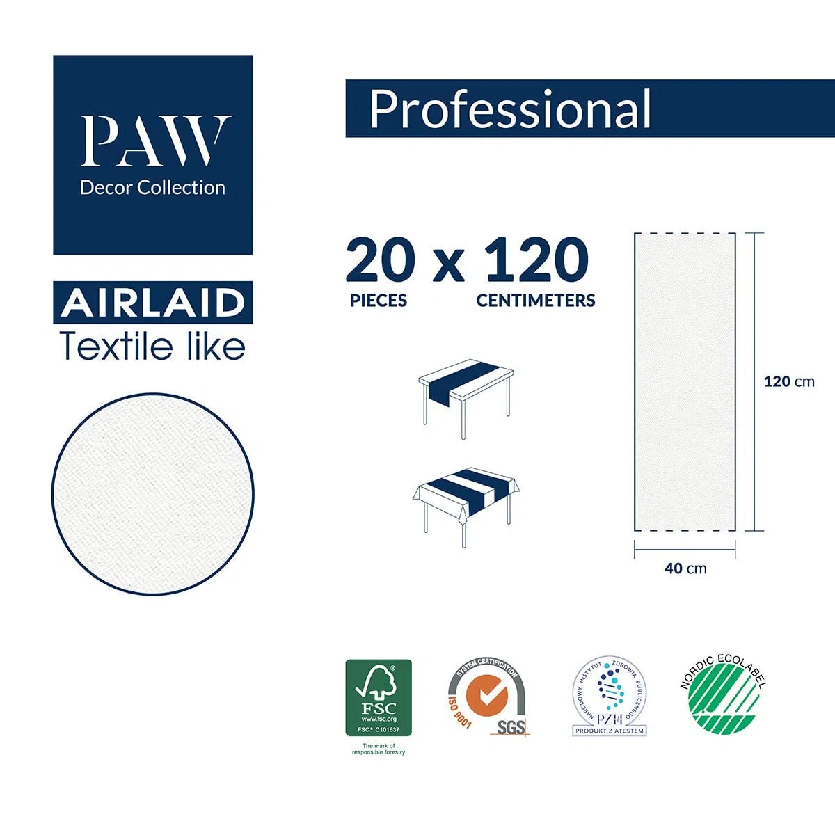 PAW Runner Tavola (40 x 2400 cm) I Decorazioni da Tavola per Comunione, Cresima, Matrimonio, Compleanno, Festa in Giardino, Battesimo I Decorazioni da Tavola I Foglie Acquerellate