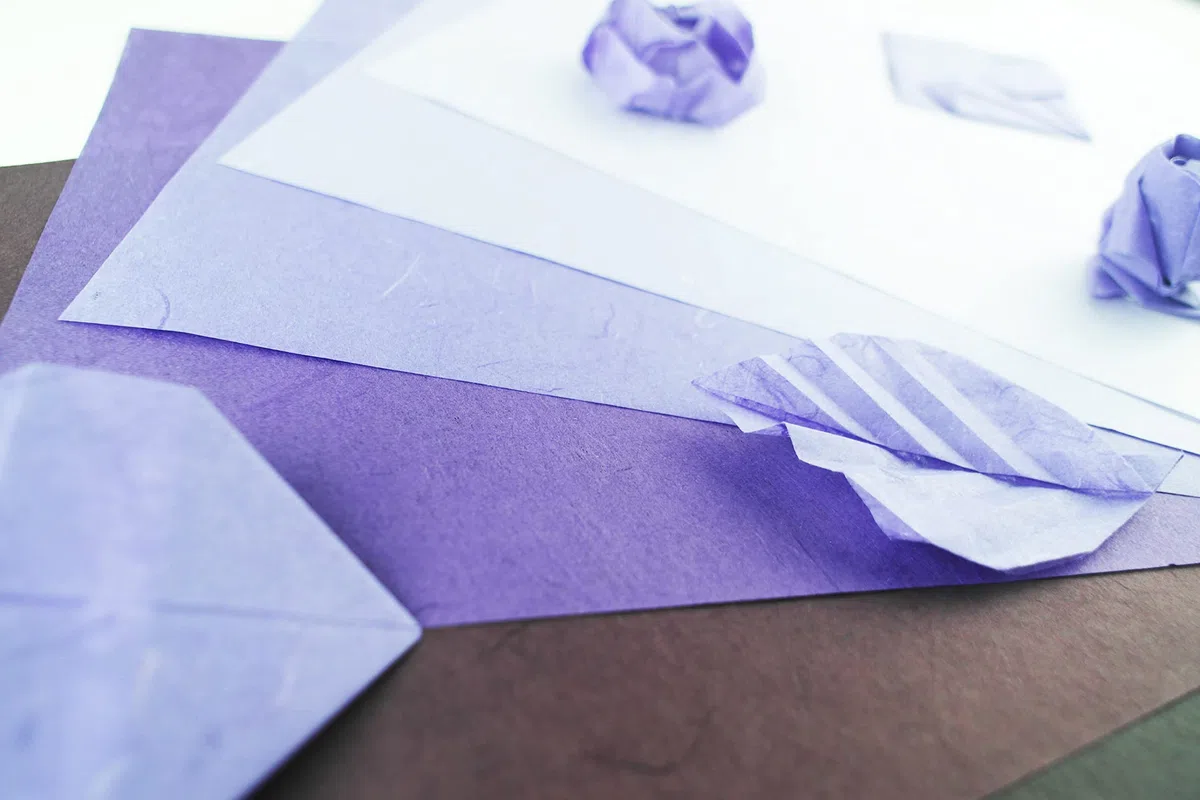 50 fogli di carta di gelso in colori semplici, per origami, design artigianale, carta artistica giapponese Washi, per creazione di biglietti e decoupage (Violet)