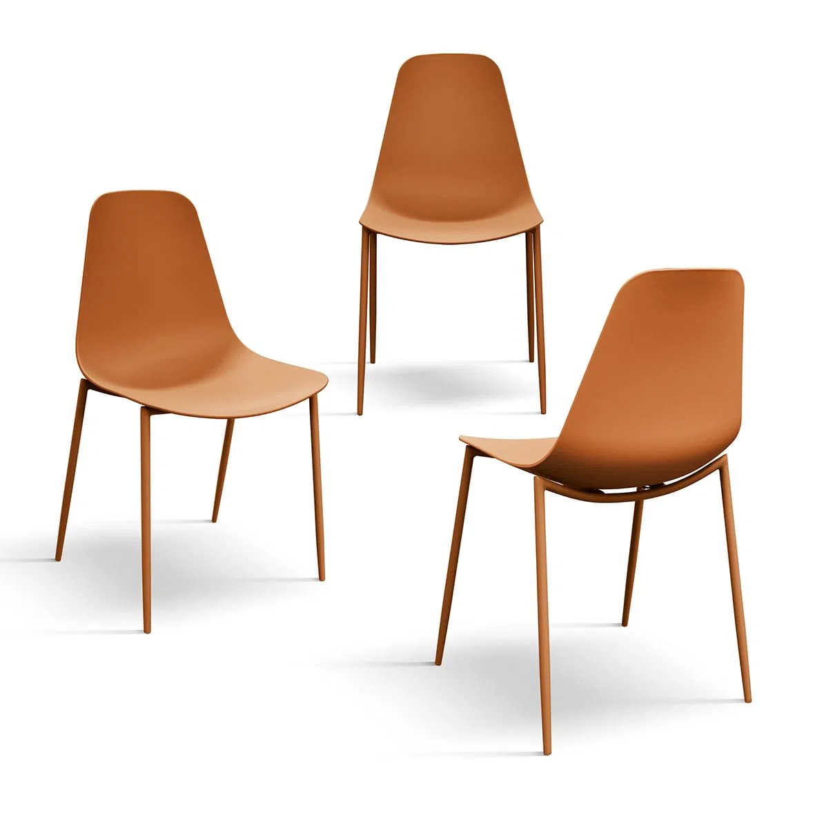 PAZZO DESIGN Sedia Alix, Set Da 4 Sedie, Arancio, In Polipropilene, Gambe Metallo, Cucina, Sala Da Pranzo, Sedia Per Ufficio - id_2068