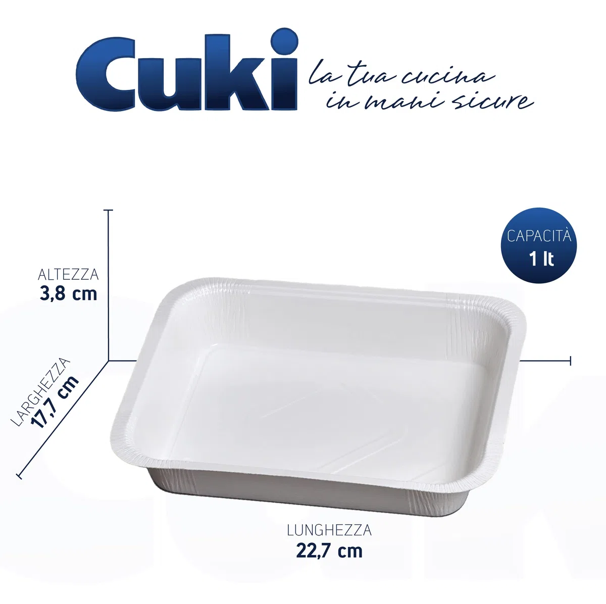 Cuki Vaschette in cartoncino con coperchi dal freezer al microonde - 4 porz - rettangolari [RC2] - 12 vaschette (Multipack)