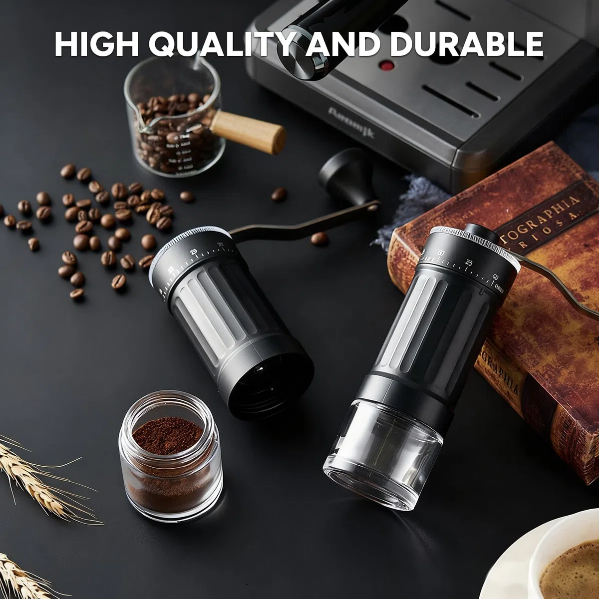 Macinacaffè manuale, macinacaffè manuale portatile con capacità di 30 g, 40 impostazioni regolabili, macina conica con manico ergonomico per espresso, Pour Over e altro ancora
