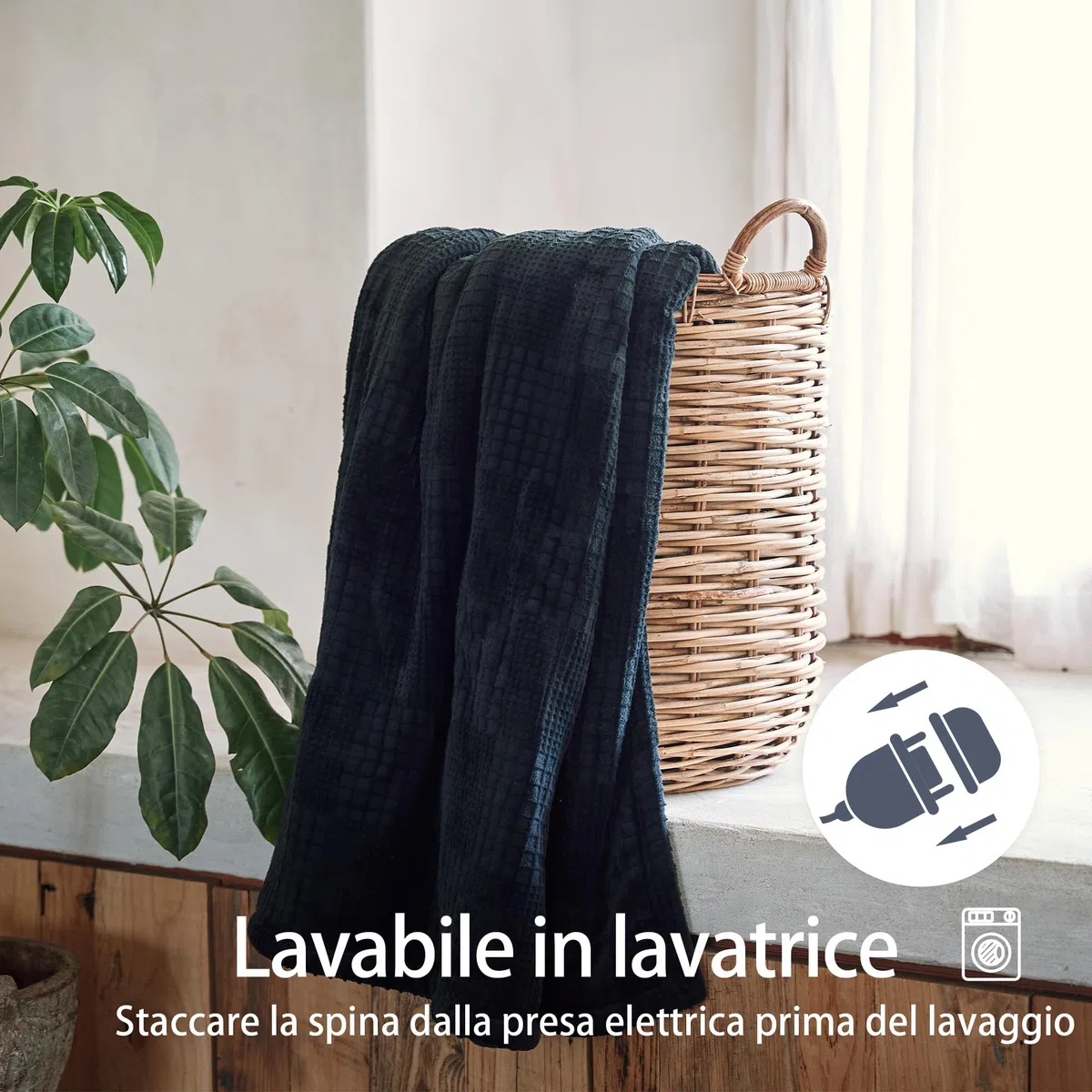 Texciting Coperta Riscaldante Elettrica-130x160cm-Coperta Elettrica con 9 impostazioni di calore-10 ore di spegnimento automatico Lavabile in lavatrice (Nero)