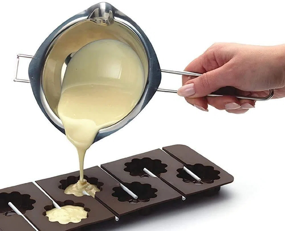 Bollitore in acciaio inox, universale, per cottura al vapore, per far fondere burro, cioccolato, formaggio, caramello (1000 ml)
