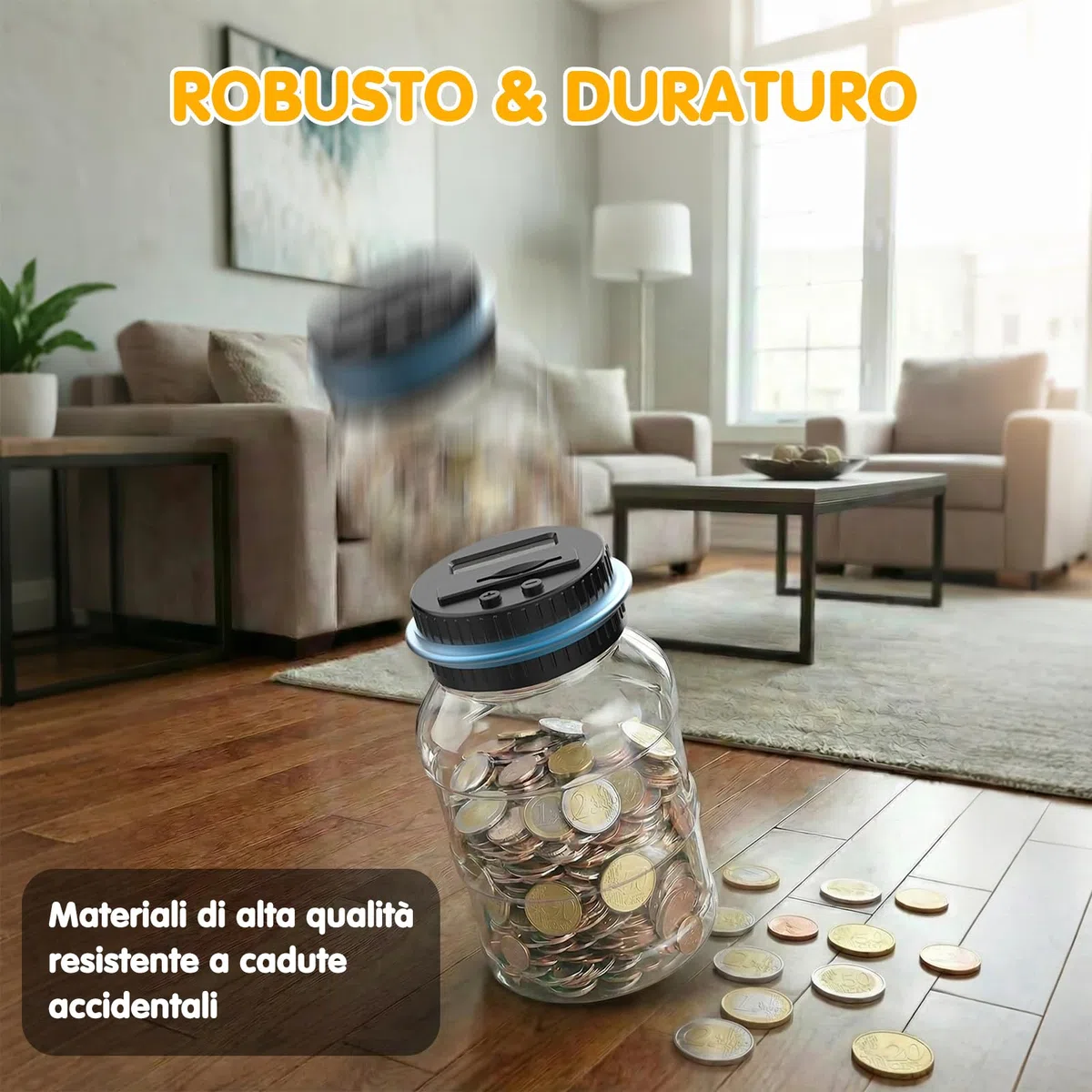 Pup Go Salvadanaio Elettronico Digitale Trasparente con Display LCD, Grande Capacità da 1.8L Euro Contasoldi, Contamonete Apribile per Bambini e Ragazze, Gigante Contatore Monete Automatico per Adulti