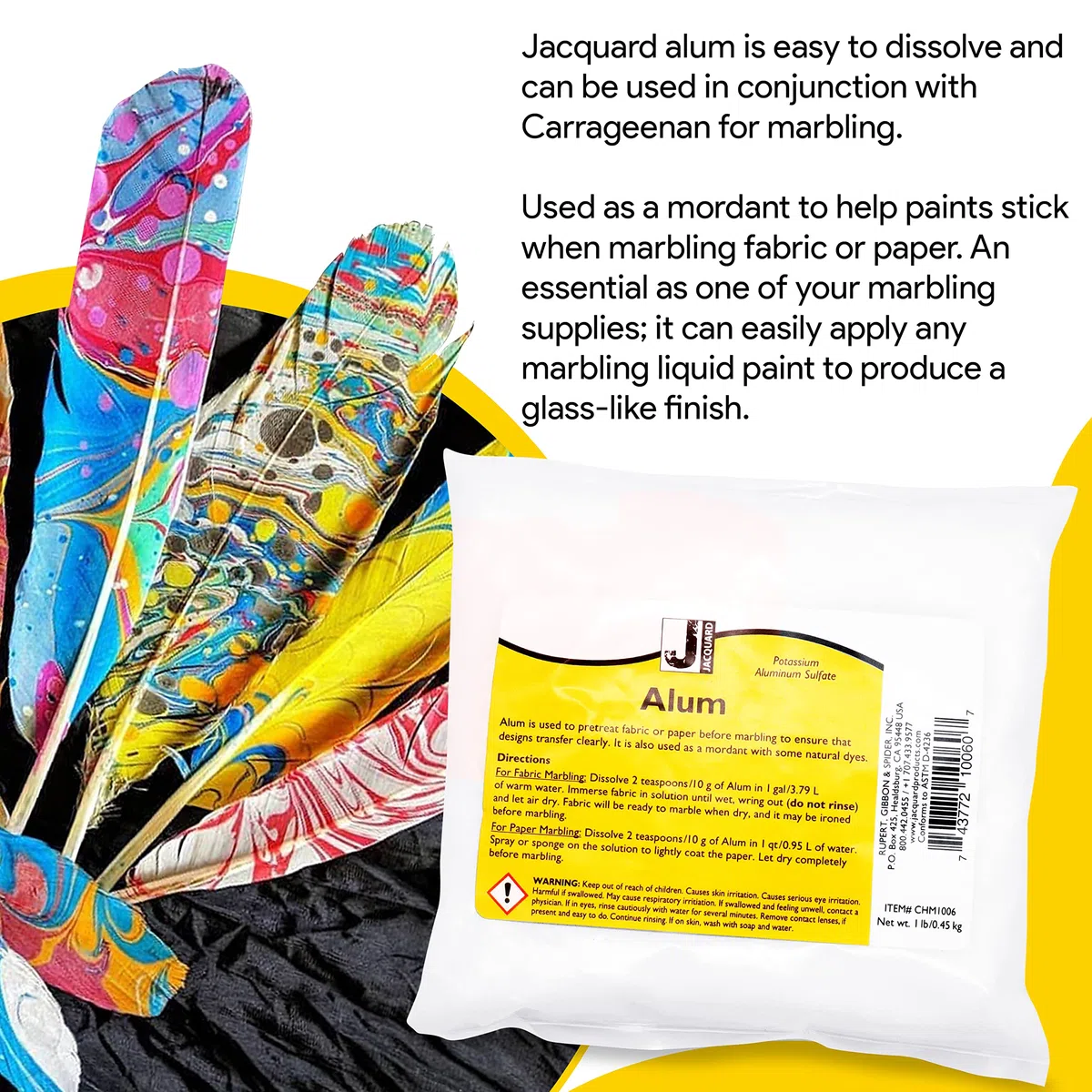 Jacquard - Solfato di Alluminio per Effetto marmorizzazione di Carta e Tessuti, 0,45 kg