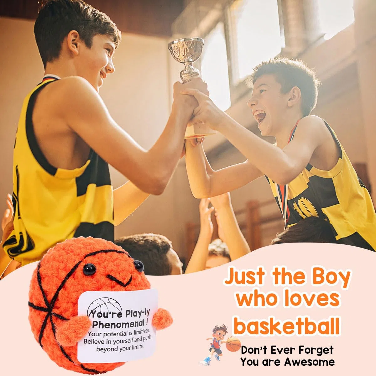 AICase Regali per papà, regali da figlio figlia Fanny positivo basket regali carino Cheer Up Doll supporto emotivo crocchette basket per uomini, donne, mamma, ragazzi, padri, amici, compleanno