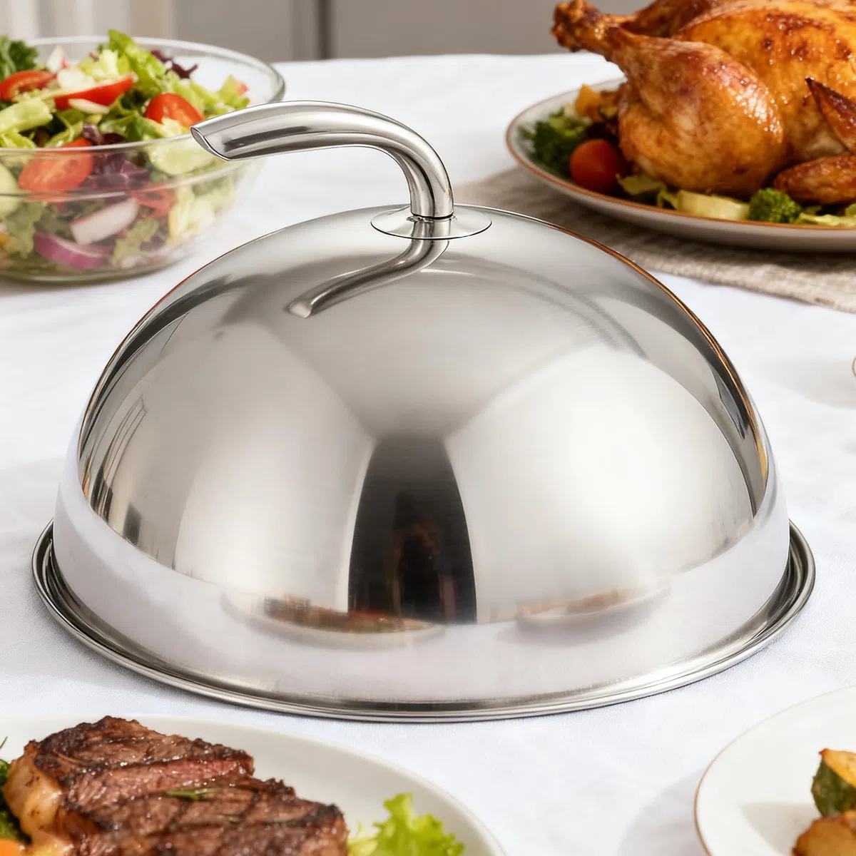 Generico Copertura Basting,Protettore per Il Servizio di Cibo | Coperchio A Cupola in Acciaio Inossidabile per Alimenti - per Casa Cena Picnic Cucina Compleanno Tavola da Pranzo Ristorante
