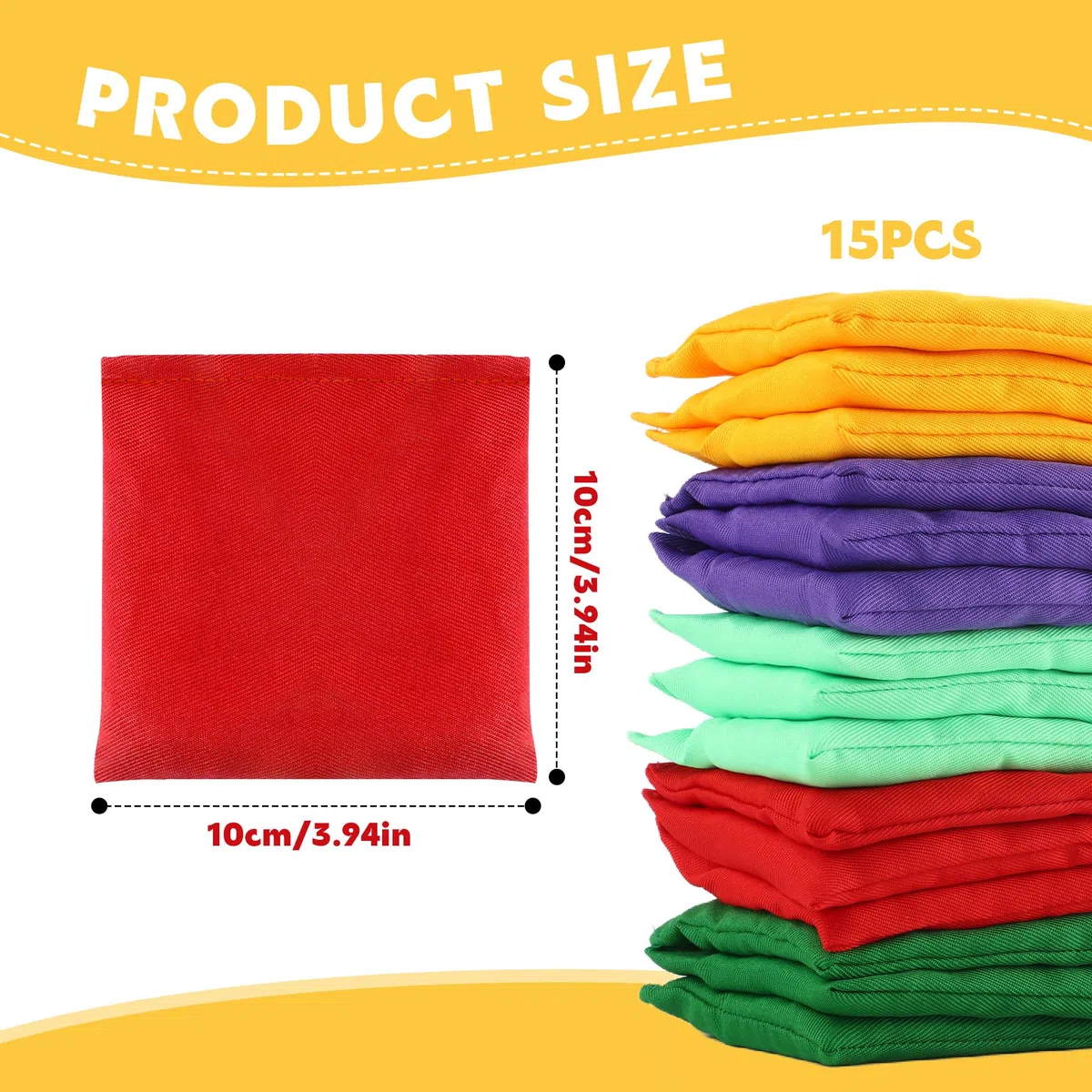 15 Pz Sacchetti di Cornhole 10x10cm Corn Hole Bean Bag Set Toss Game Lanciare i Sacchi di Fagioli Gioco di Lancio Giochi da Giardino all'aperto per Bambini Gioco di Buchi Ciechi per Adulti