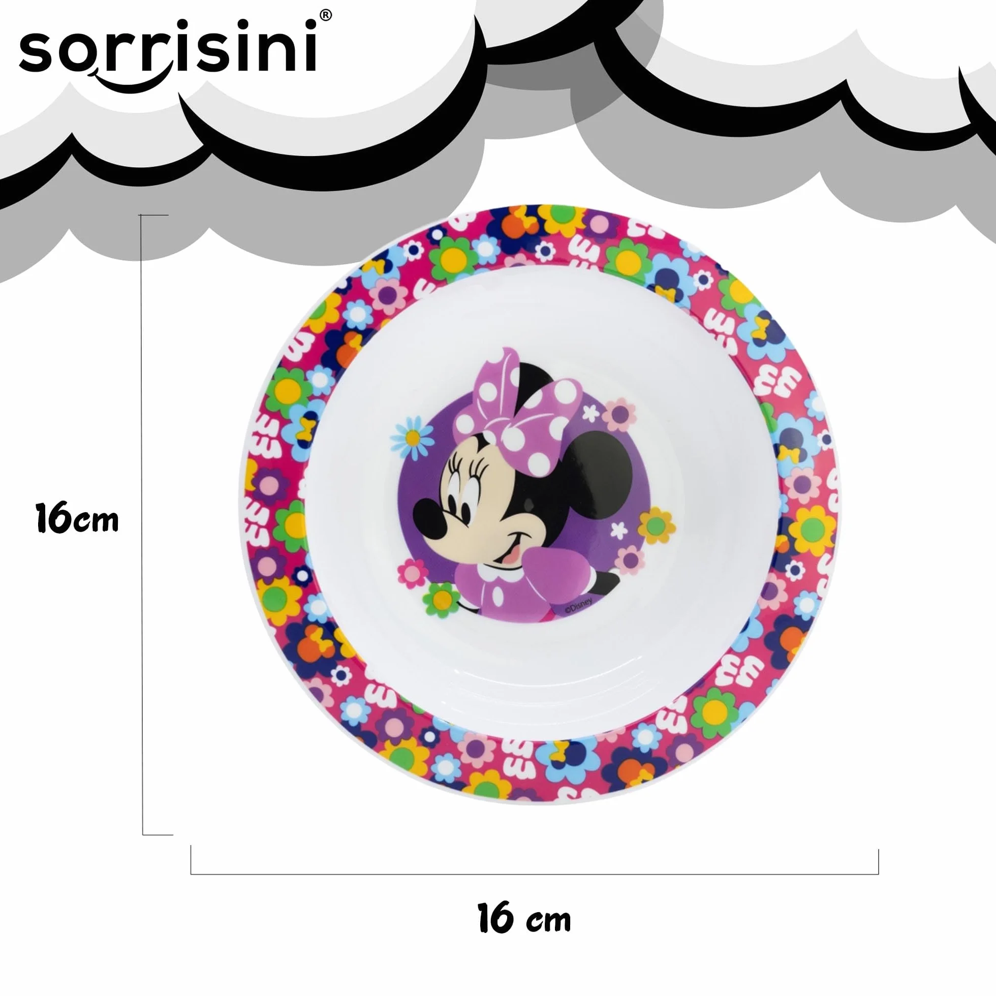 Stoviglie riutilizzabili per Bambini Minnie Mouse, Piatti Bambini per Asilo Scoula Piatto, Ciotola, Posate, Bicchiere, Set piatti in Plastica Adatta per Microonde