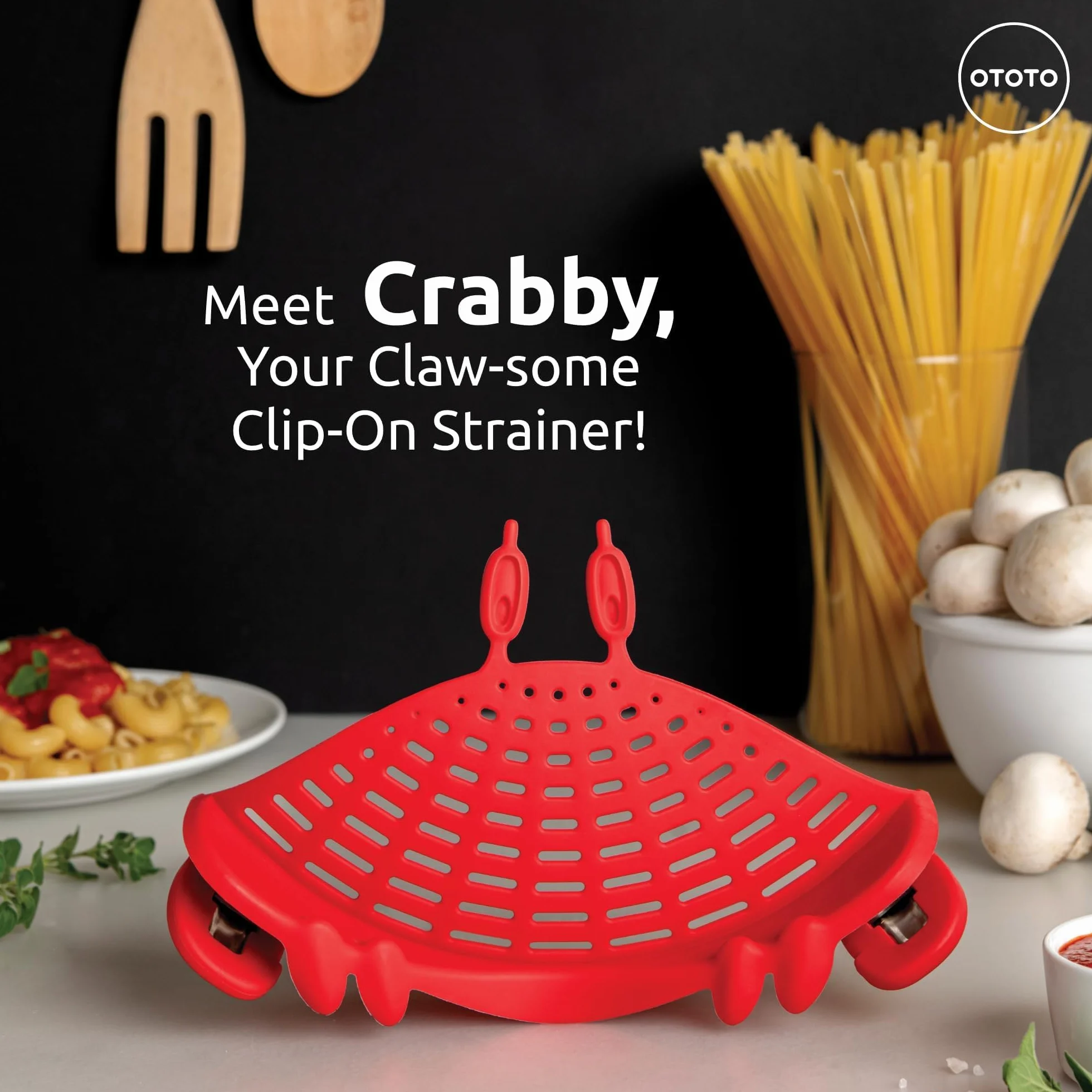 Scolapasta di OTOTO - Utensili Cucina Divertenti, Gadget Cucina, Accessori de cucina, Colino per Spaghetti e Alimenti (Granchio - Scolapasta da Pentola)