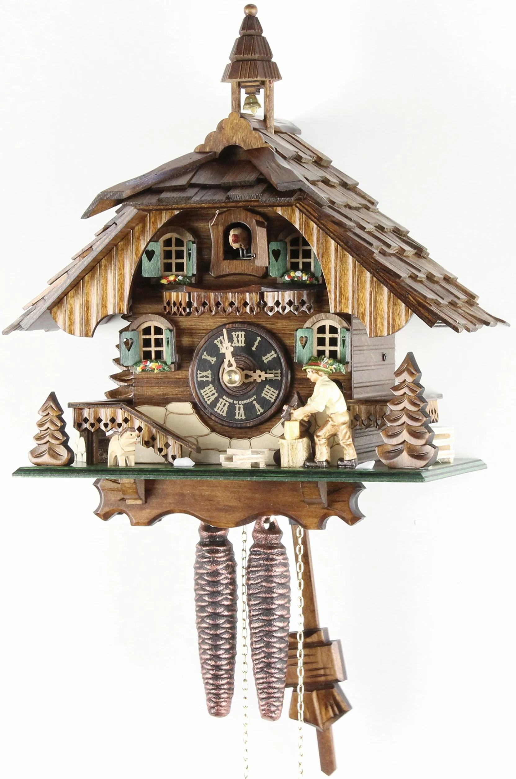 Orologio a cucù originale della Foresta Nera, in vero legno, meccanico, durata della carica: 1 giorno, certificato VDS, Eble, Casa della Foresta Nera, 30 cm, 22310