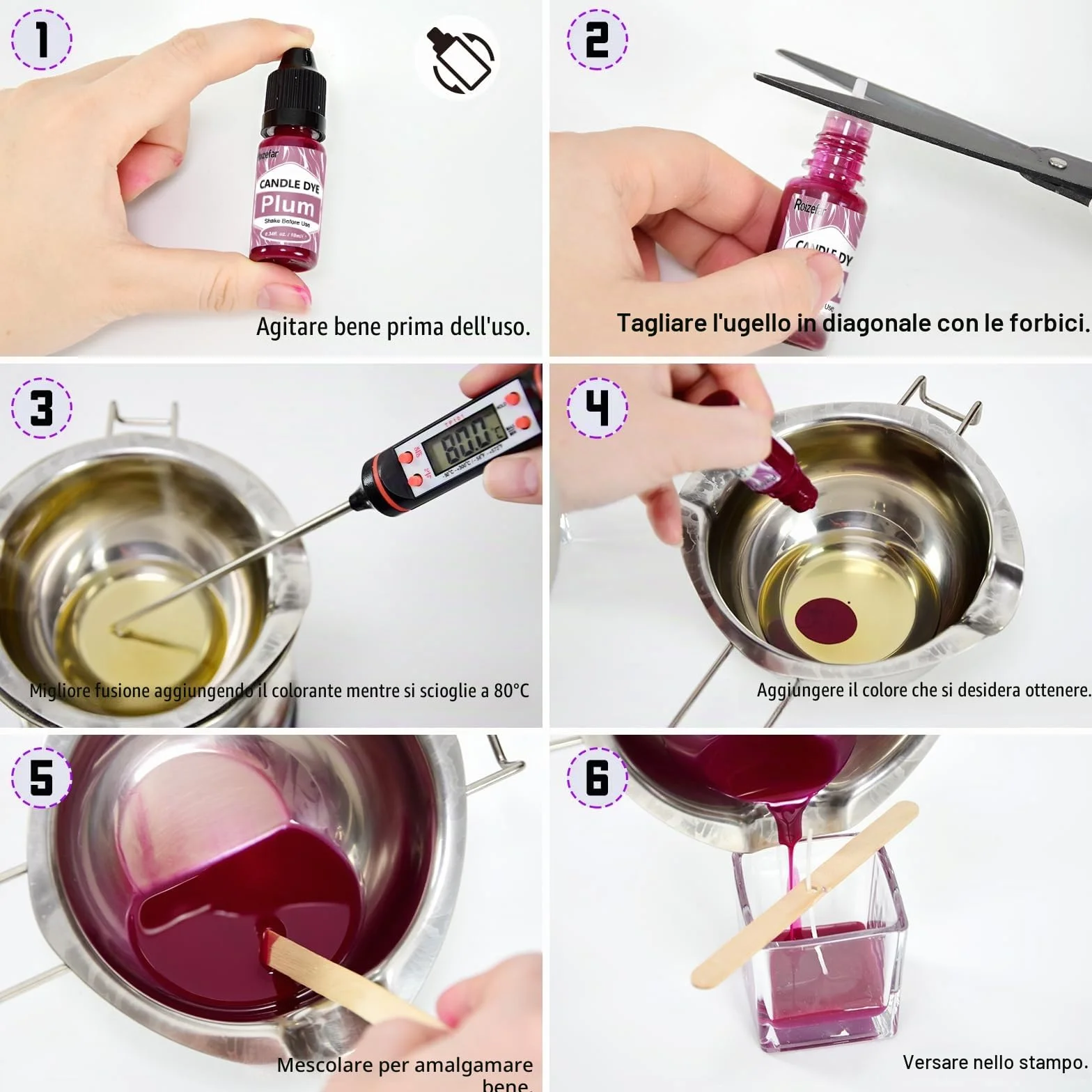 Roizefar Coloranti per Candele - Pintura a Base di Olio per Cera, Colorante Liquido Altamente Concentrato (21)