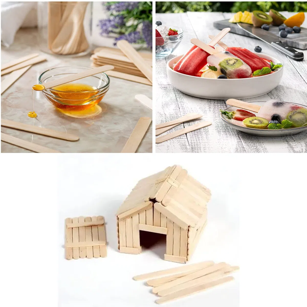300 Bastoncini Legno Naturale per Ghiaccioli Popsicle, Ceretta Legnetti, Bricolage Art, Lollipop del Mestiere di DIY, 1,8 cm x 15 cm