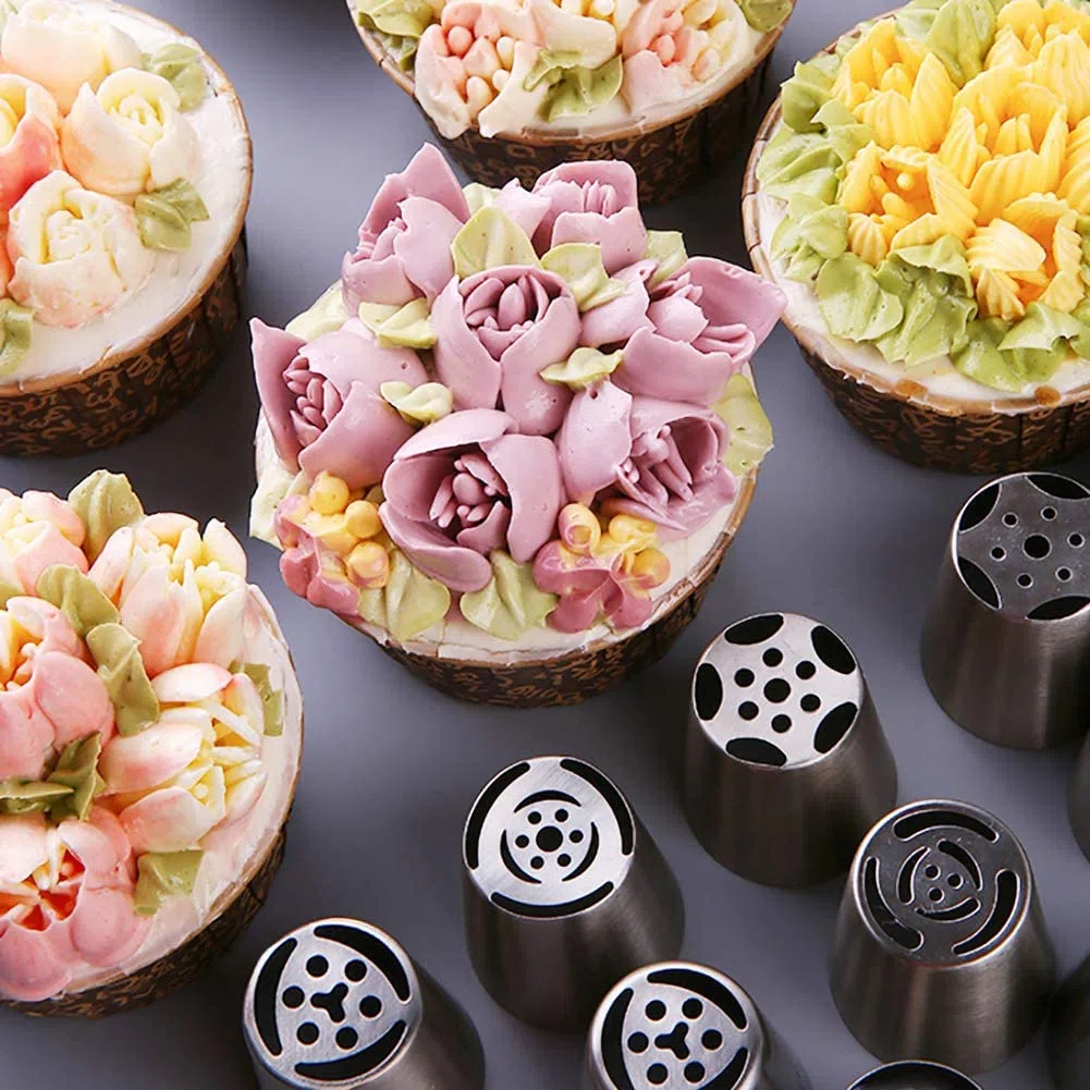 Punta russa per piping, 10 Pz fiori per torte ugelli per decorare torte russe Acciaio Inox beccucci in Acciaio Inox Ugelli Decorazione Torta per DIY Cupcakes Dessert (B)