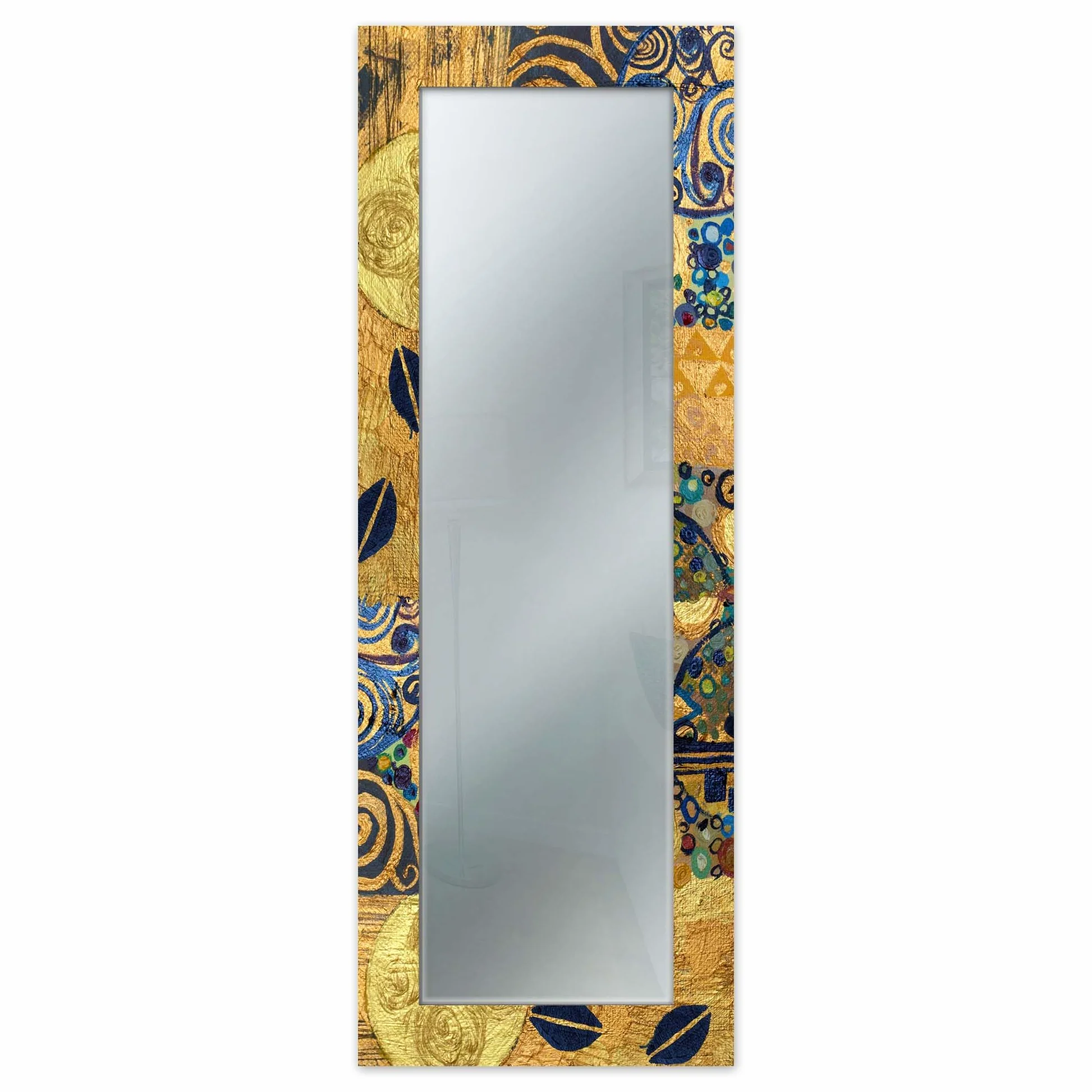 Lupia - Specchio da Parete Moderno, MIRROR FANTASY KLIMT GOLD, Cornice Stampata in Legno, 52x152 cm, Per Camera da Letto, Soggiorno, Ingresso, Vetro di Riflettanza