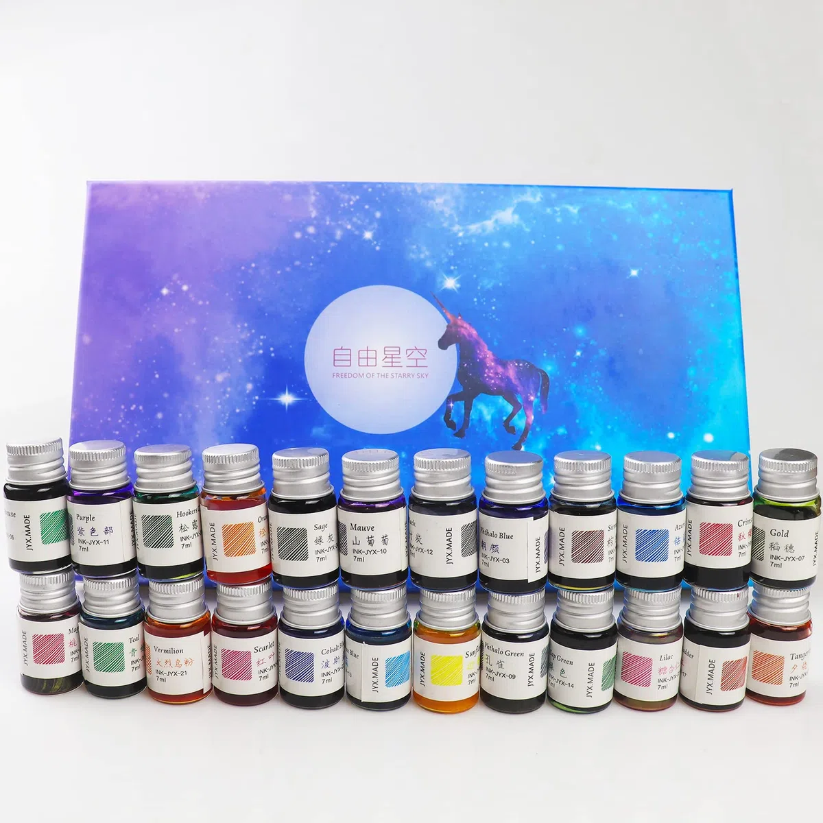 Set di 24 colori di inchiostro per calligrafia, inchiostro colorato con polvere dorata per disegnare e scrivere, confezione regalo inclusa
