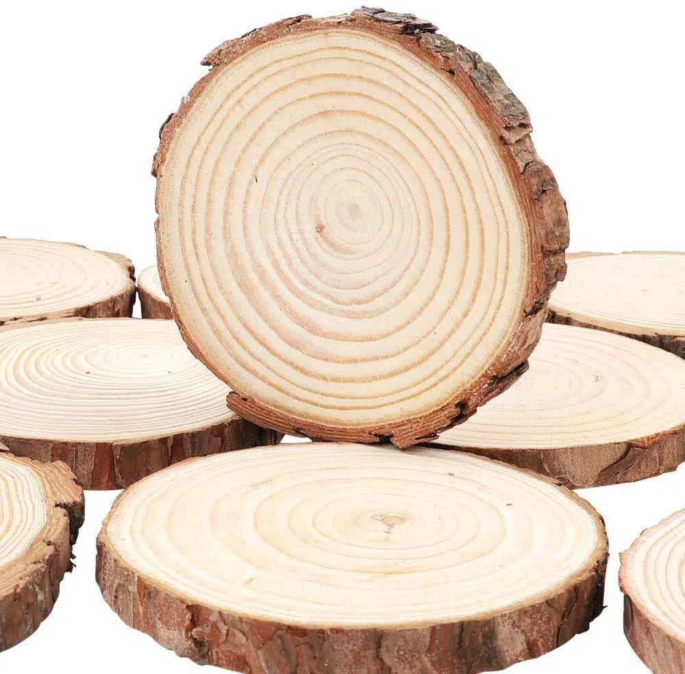 Sottobicchieri in legno naturale con corteccia di albero, 30 pezzi da 6.1 cm a 7.1 cm, sottobicchieri in legno, decorazioni natalizie fai da te con corteccia per artigianato, matrimoni rustici