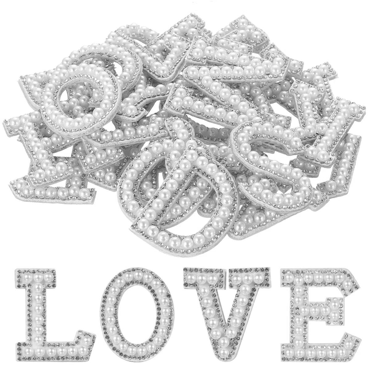 26 Pz Toppe con Lettere da Stirare, Lettere Adesive per Tessuto, Toppe con Letteres di Perle dalla A alla Z per ciondoli borse in tessuto, decorazioni per cappelli fai da te (bianco)
