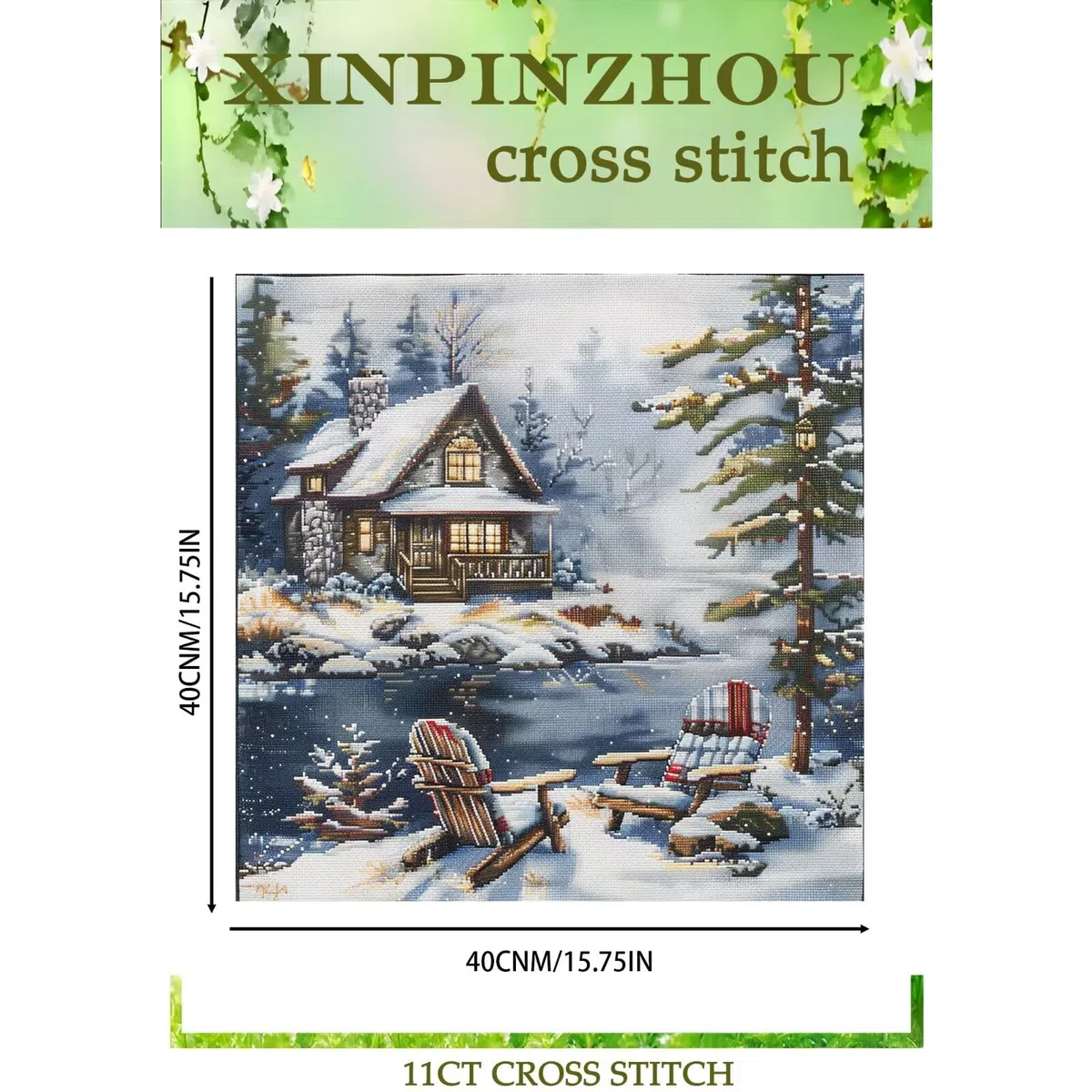 Xinpinzhou Kit Punto Croce Prestampato da Ricamare Completo, 11CT, 40x40 cm | Schemi Facili per Principianti, Set Ricamo Completato ha Aspetto Raffinato per Decorazioni Parete o Regalo Mamma