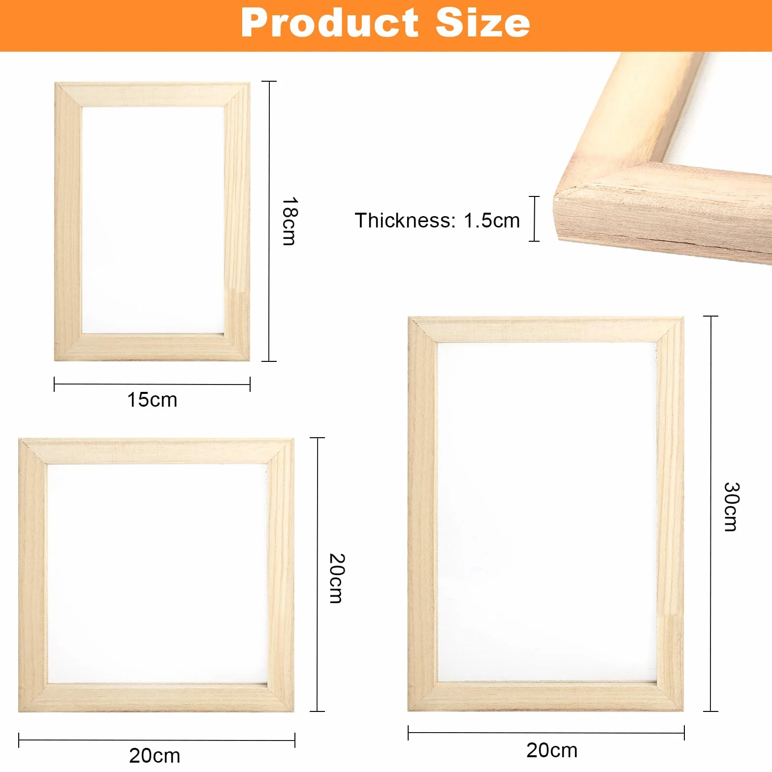 3PCS telai per Produzione della Carta in Legno Set Carta Fatta a Mano con Telaio e setaccio Strumento per Carta Riciclata Fai da Te Laboratori creativi e didattica Set per Serigrafia