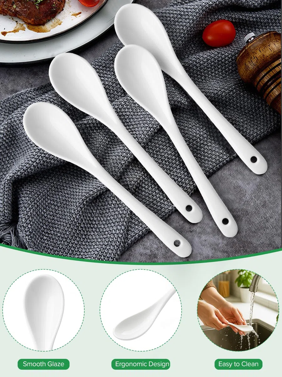 Set di 20 Cucchiaini da Caffè in Ceramica Bianca, 13 x 2.5cm Cucchiaio in Ceramica, Cucchiaini da Te, Cucchiaio per Miele, Confettata, Caffe, Dessert, Adatto per Ristoranti e Caffetterie
