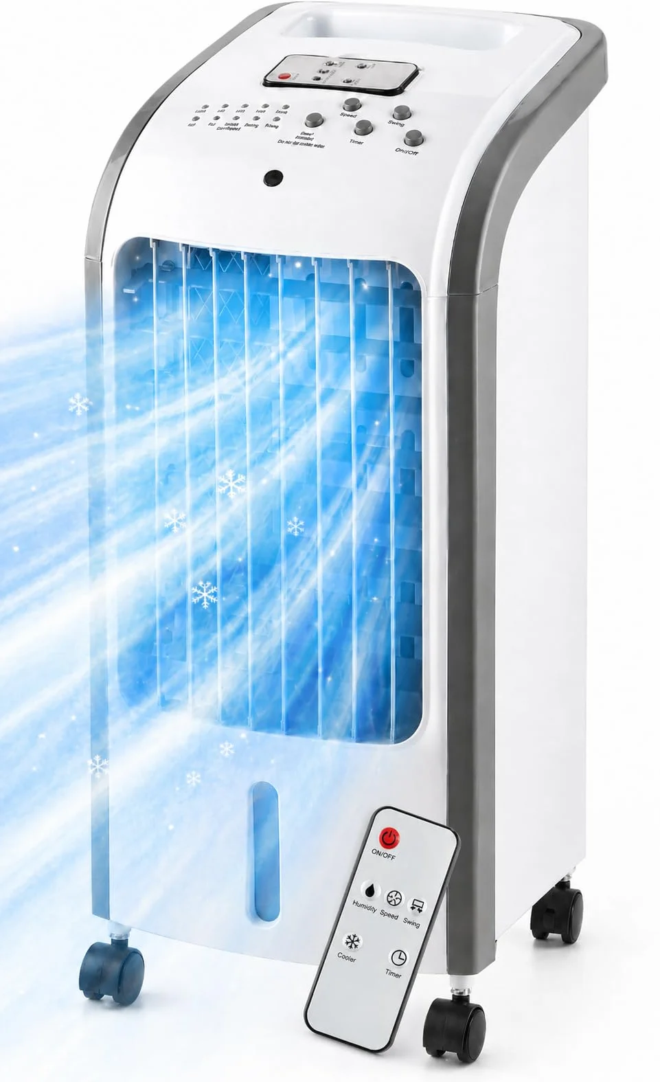 O'FRESH Condizionatore d'aria portatile 3 in 1 - Rinfresca efficacemente l'ambiente - Spegnimento automatico - 80 W - 57 x 26 x 24 cm - Bianco - Rinfrescatore d'aria - Telecomando