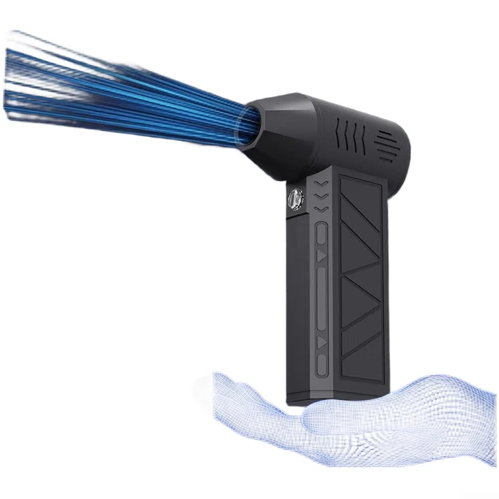 Turbo con motore brushless a 4 velocità, 130000 giri/min, luce LED, ventilatore portatile da 7,2 V per uso esterno, rimozione della polvere, spazzaneve, asciugatura e raffreddamento, 143 x