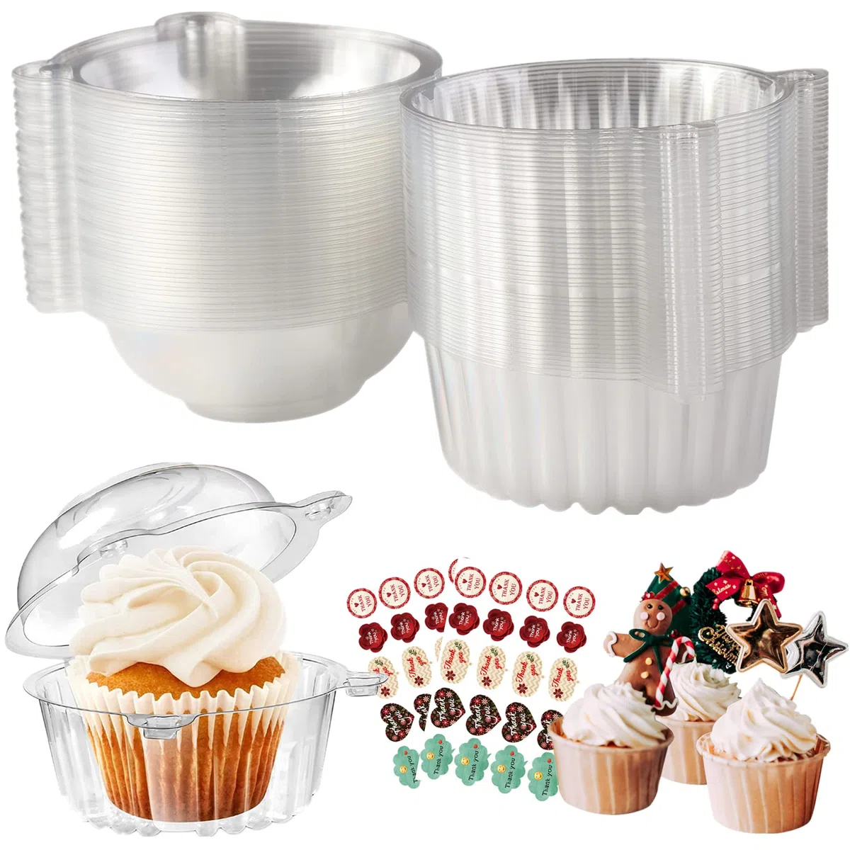 50Pz Scatola per Cupcake,Scatole per Torta ,Confezionare dei Mini Tortini Monoporzione,Usate per Torte, Insalate,Adatte per Feste, Matrimoni, Negozi di Dolci