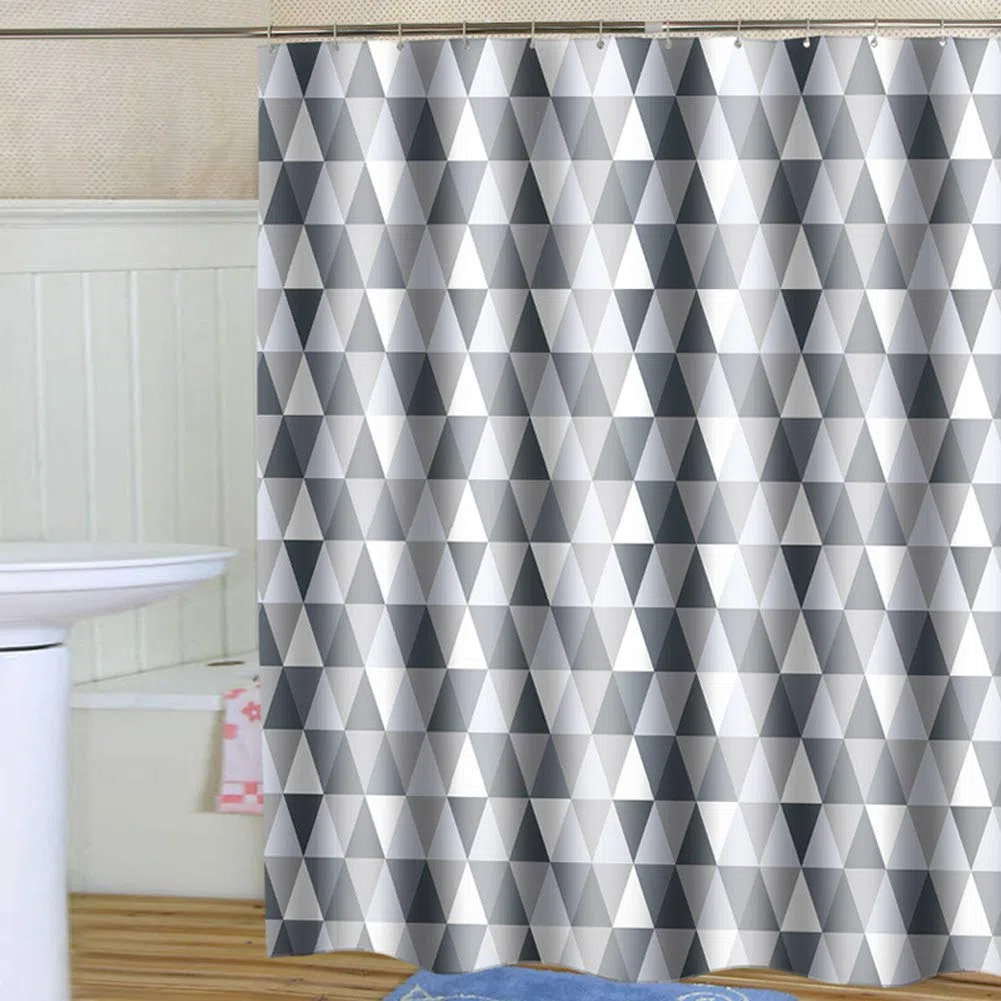 Tenda Doccia Motivo Geometrico Tenda per Vasca da Bagno in Poliestere Lavabile Impermeabile Antimuffa Tende da Bagno con Anelli per Doccia e Orlo Rinforzato Tende per Doccia di Mosaico G 100x180CM