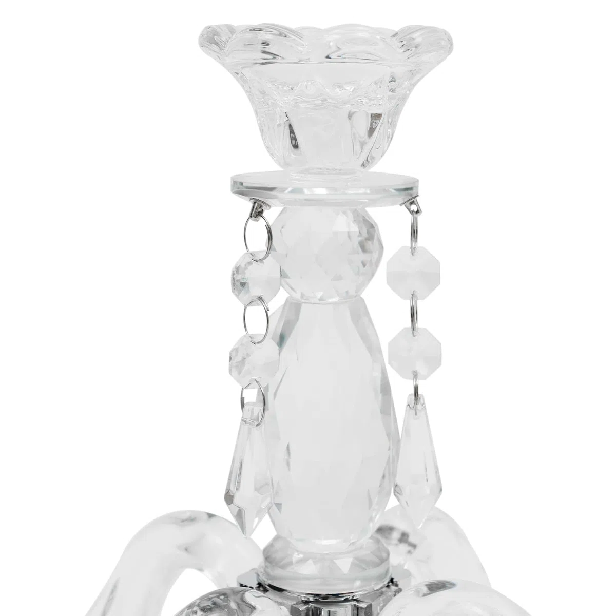 Candelabro a 5 braccia, argento con cristalli, 25 x 35,5 cm, in metallo, per Halloween, matrimoni, feste, cene, anniversari, celebrazioni ed eventi formali