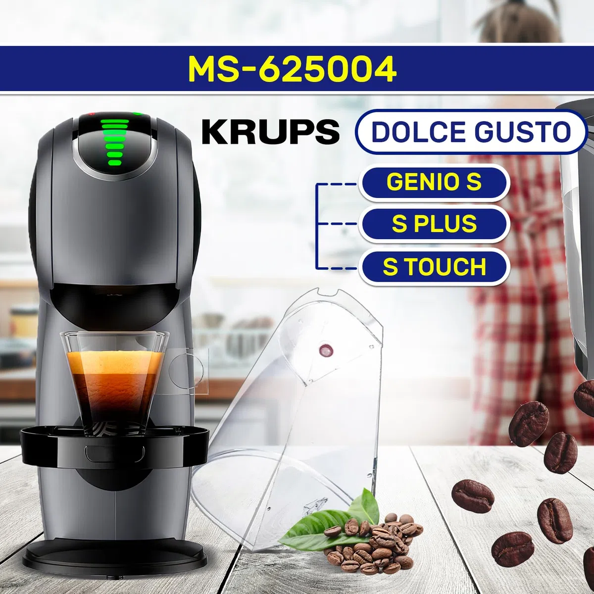 Serbatoio Acqua per Macchina Caffè Cialde con Codice Originale MS-625004 per Krups per Dolce Gusto Genio S - MADE IN EU - Garanzia di 10 Anni - MONTERAL
