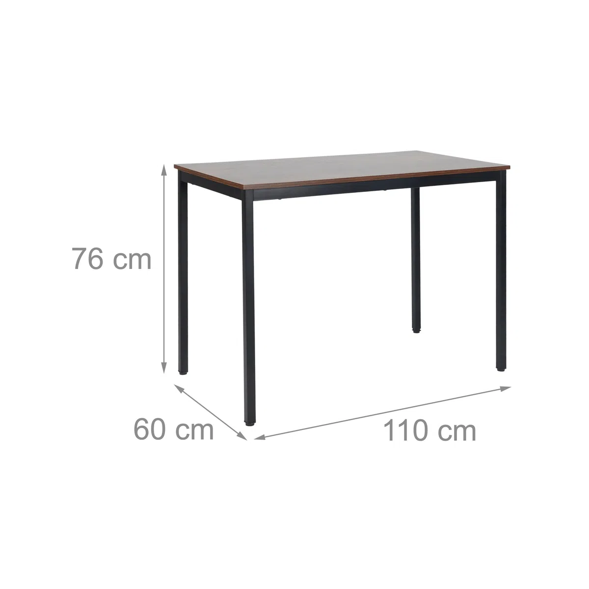 Tavolo da Pranzo Relaxdays, per 4 Persone, HLP: 76x110x60 cm, Fino a 80 kg, Effetto Rovere/Nero