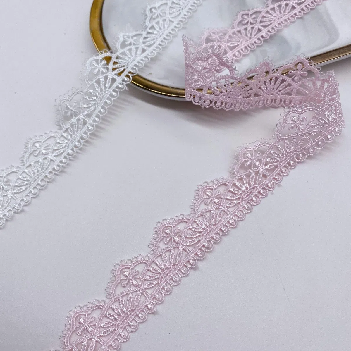 10 yards (circa 9,14 metri) di ricamo in pizzo, larghezza 2,7 cm, nastro in pizzo, nastro decorativo, abito da sposa, nastro all'uncinetto, bordo in pizzo, per cucito fai da te, artigianato