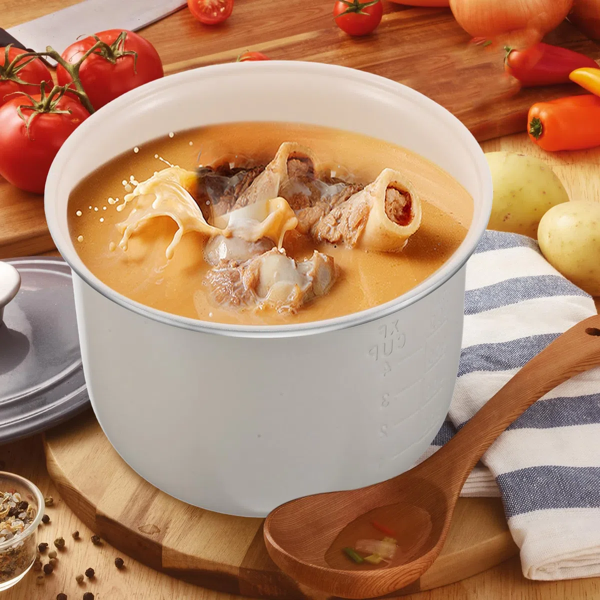 Veemoon Cuociriso: pentola interna di ricambio da 1,2 l - pentola interna rotonda per cuociriso - ciotola in ceramica per cucinare alimenti per la cucina di casa