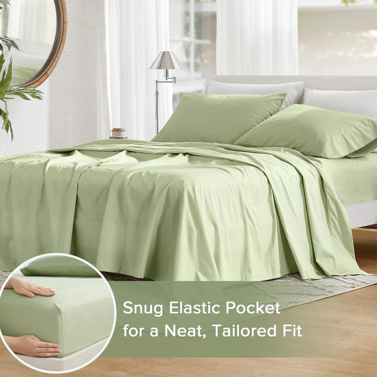 Comfort Spaces Lenzuola in 100% cotone, per letto king size, traspiranti e morbide, lenzuola in cotone naturalmente fresco, con tasca elastica da 35,6 cm, per materassi fino a 40,6 cm, set di lenzuola