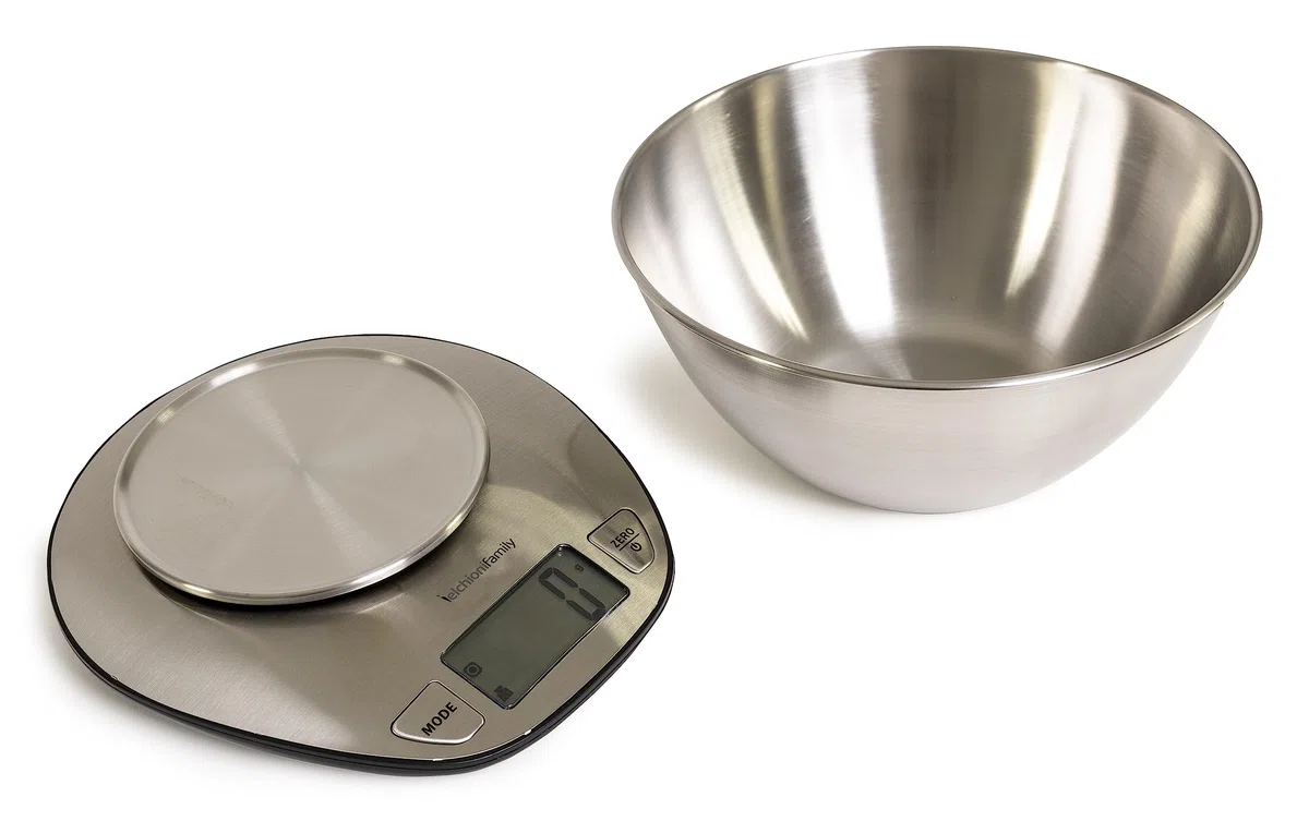 Melchioni Family | Bilancia Cucina Graal Digitale, Funzione Misurazione Tara, Portata Fino a 5 kg, Stainless Steel, Misurazioni Precise, Colore Metello.