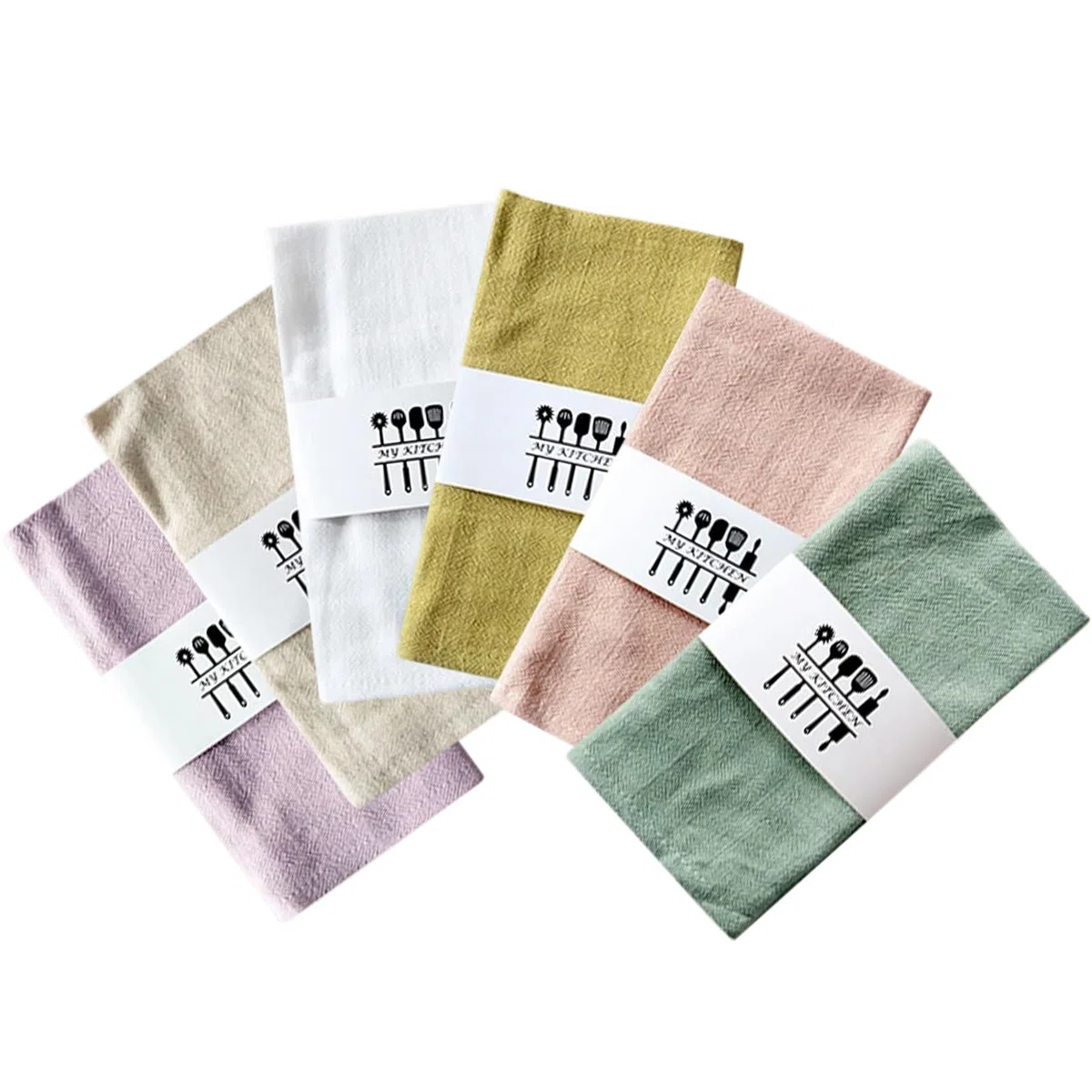 RANJIMA Tovaglioli in Lino, Tovaglioli Stoffa 6 Pezzi, Tovaglioli in Lino Lavabili Riutilizzabili, Cotone Tovaglioli in Tessuto per Decorazione da Tavolo, Matrimonio, Cena, caffè, San Valentino