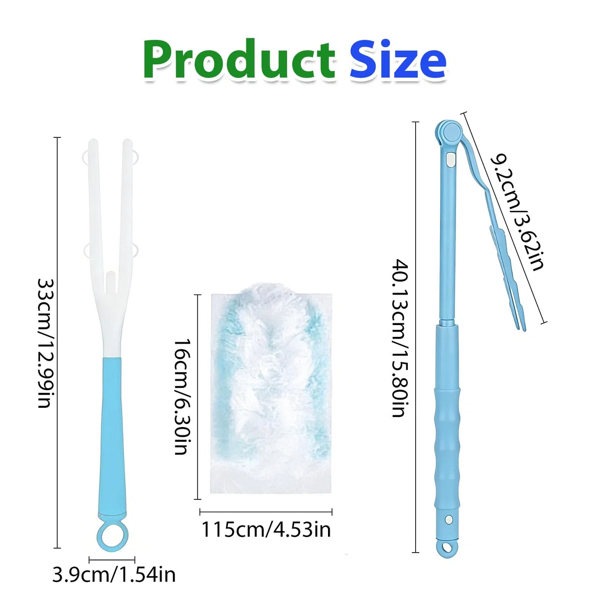 52 Pezzi Ricariche Duster, Compatibile con Swiffer & Altri Piumini, 50 Panni, 2 Manici, Panni in Microfibra, per Pulire Sporco, Peli di Animali e Polvere (Blu)