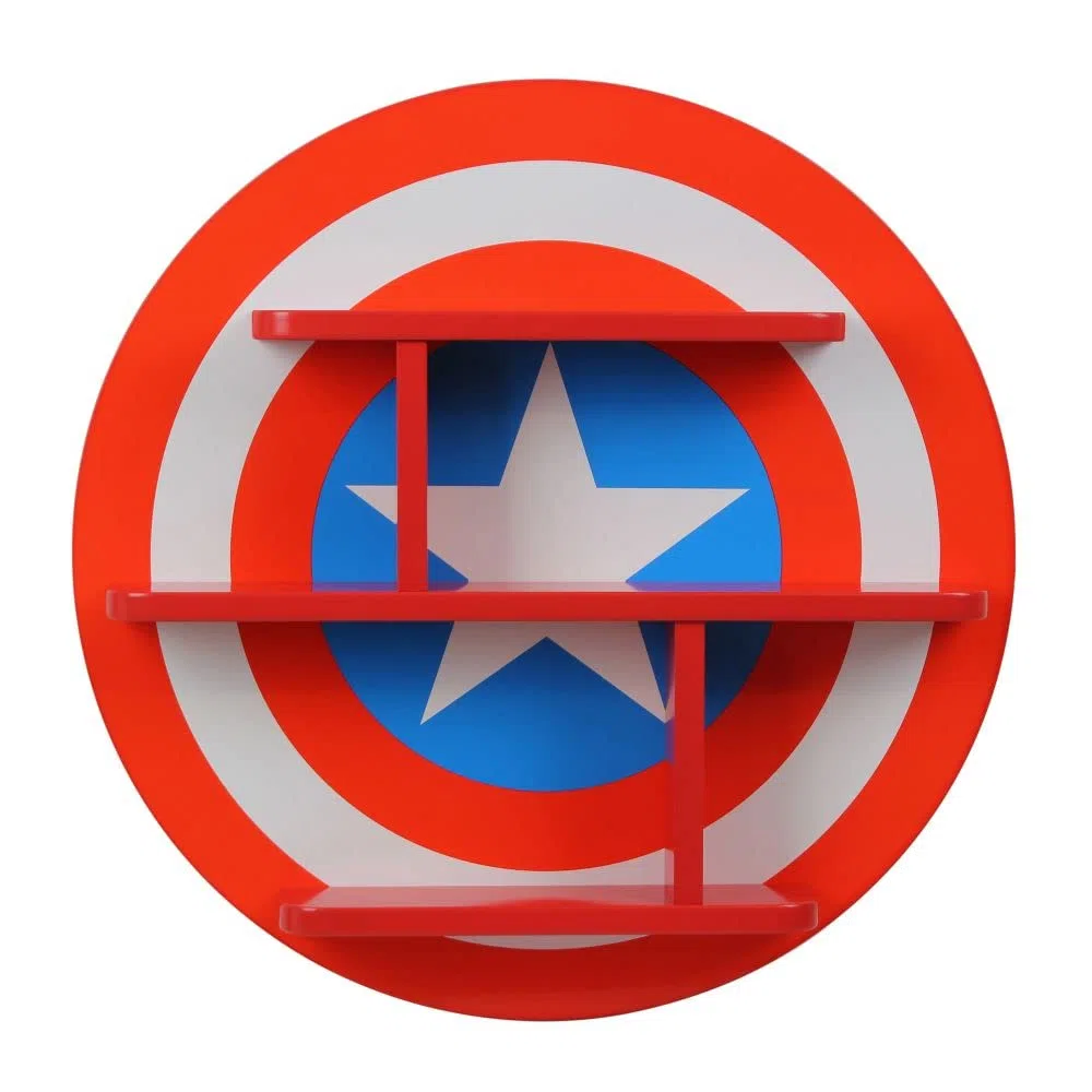 Disney Libreria Mensola Sagomata Capitan America Avengers in legno