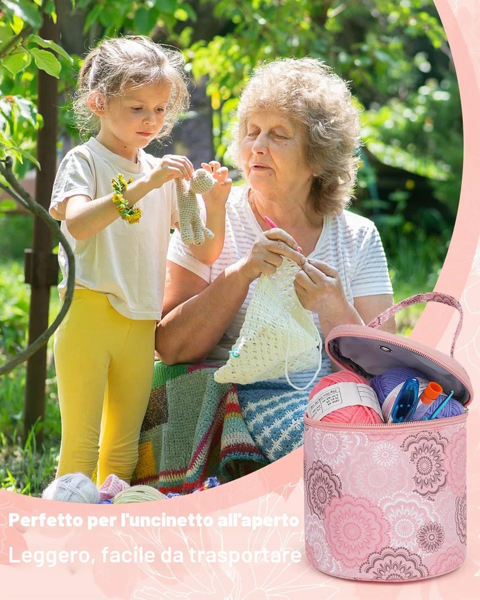 Coopay Mini Borsa per Lavori a Maglia, Sacca Filato per per Riporre Lana e Ferri, Conservazione per Riporre gomitoli di Matassa, Ferri da Maglia, Progetto in Corso