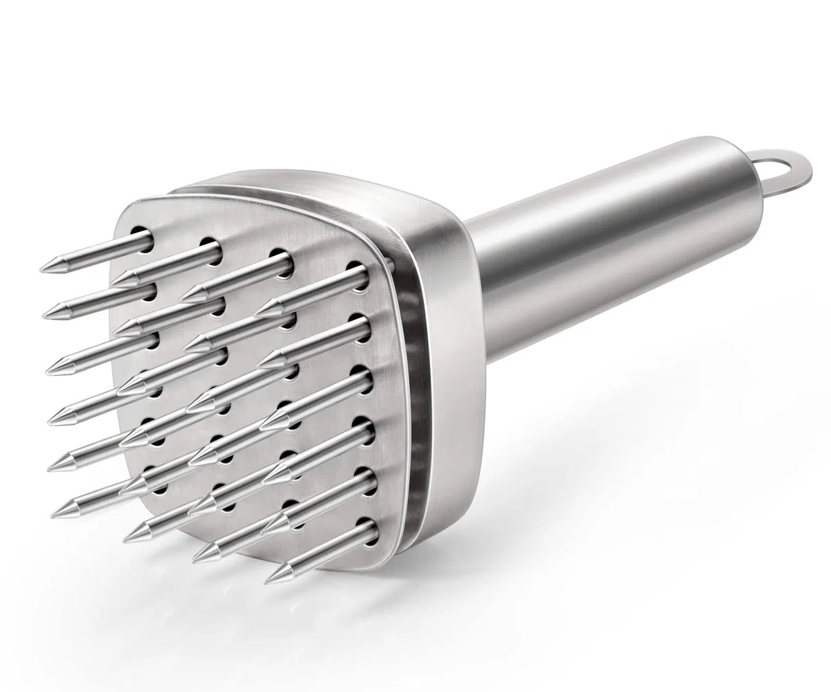 Aliglow Batticarne in acciaio inossidabile 304 per aghi, martello per carne, strumento per intenerire e martellare bistecche, manzo, maiale, pollo, barbecue e pollame