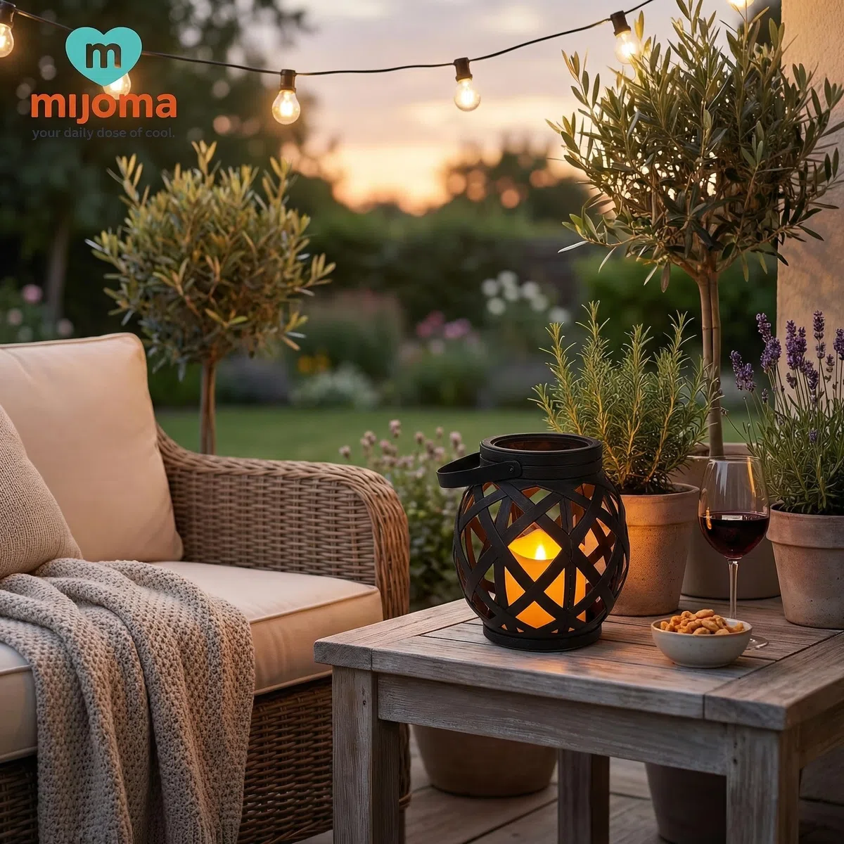 MIJOMA Portacandela antivento con manico e candela LED, funzione timer, 13,5 x 16 cm, in plastica, funzionamento a batteria, elegante decorazione per esterni e interni