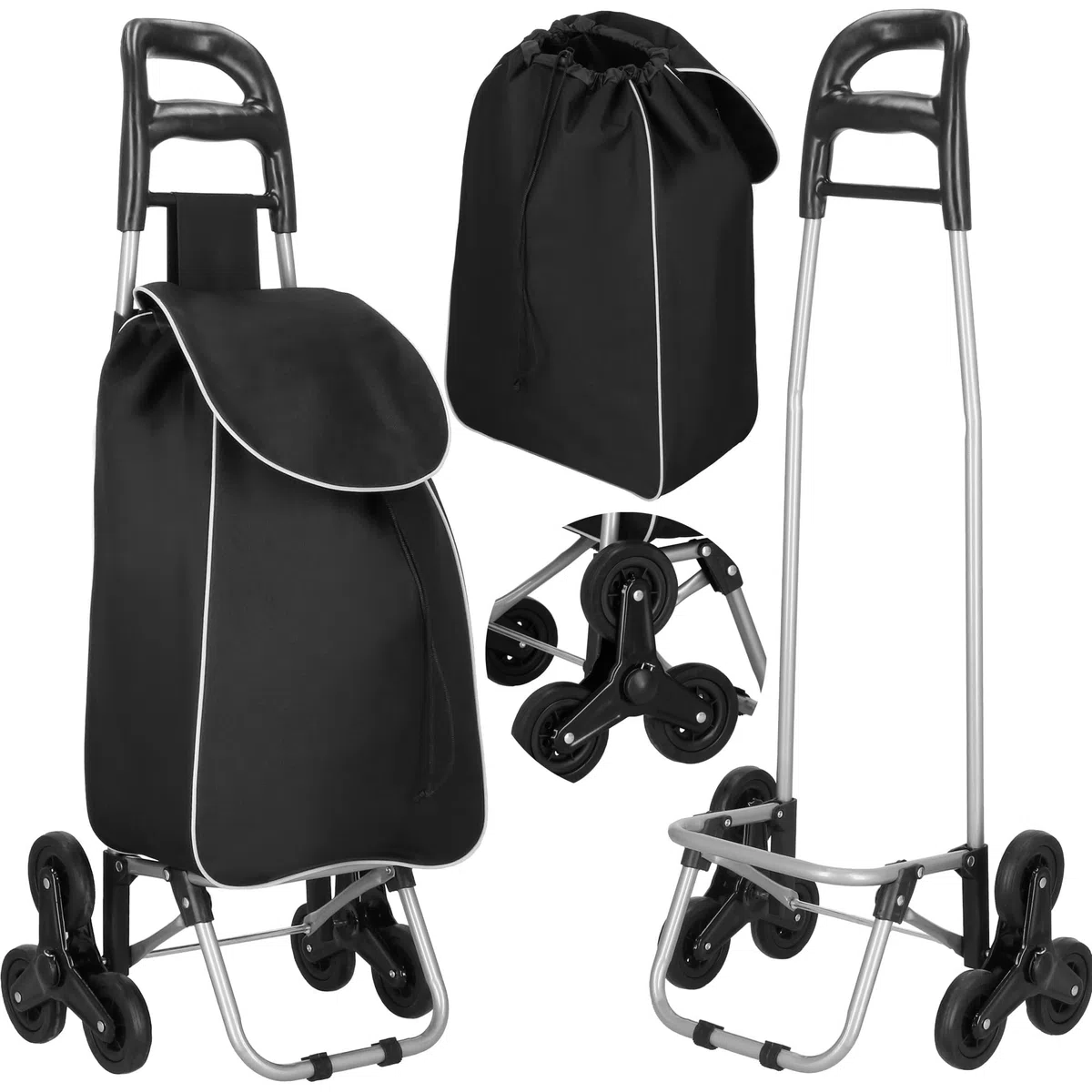 SPRINGOS Trolley per la spesa, 30 litri, borsa rimovibile, carrello per la spesa con scala, ideale per tirare le scale, carico massimo 18 kg