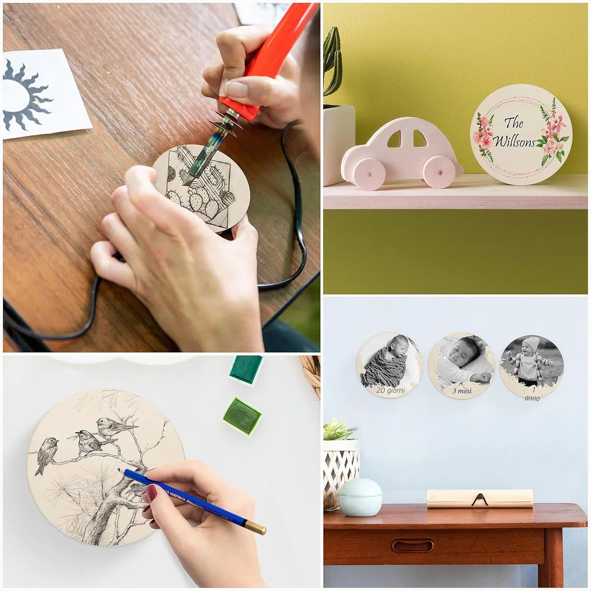 Belle Vous 100pz Dischi Legno Naturale da 10 cm, Spessore 2 mm - Cerchio Grezzo per Decorazioni, Artigianato, Ornamenti e Sottobicchieri Fai da Te