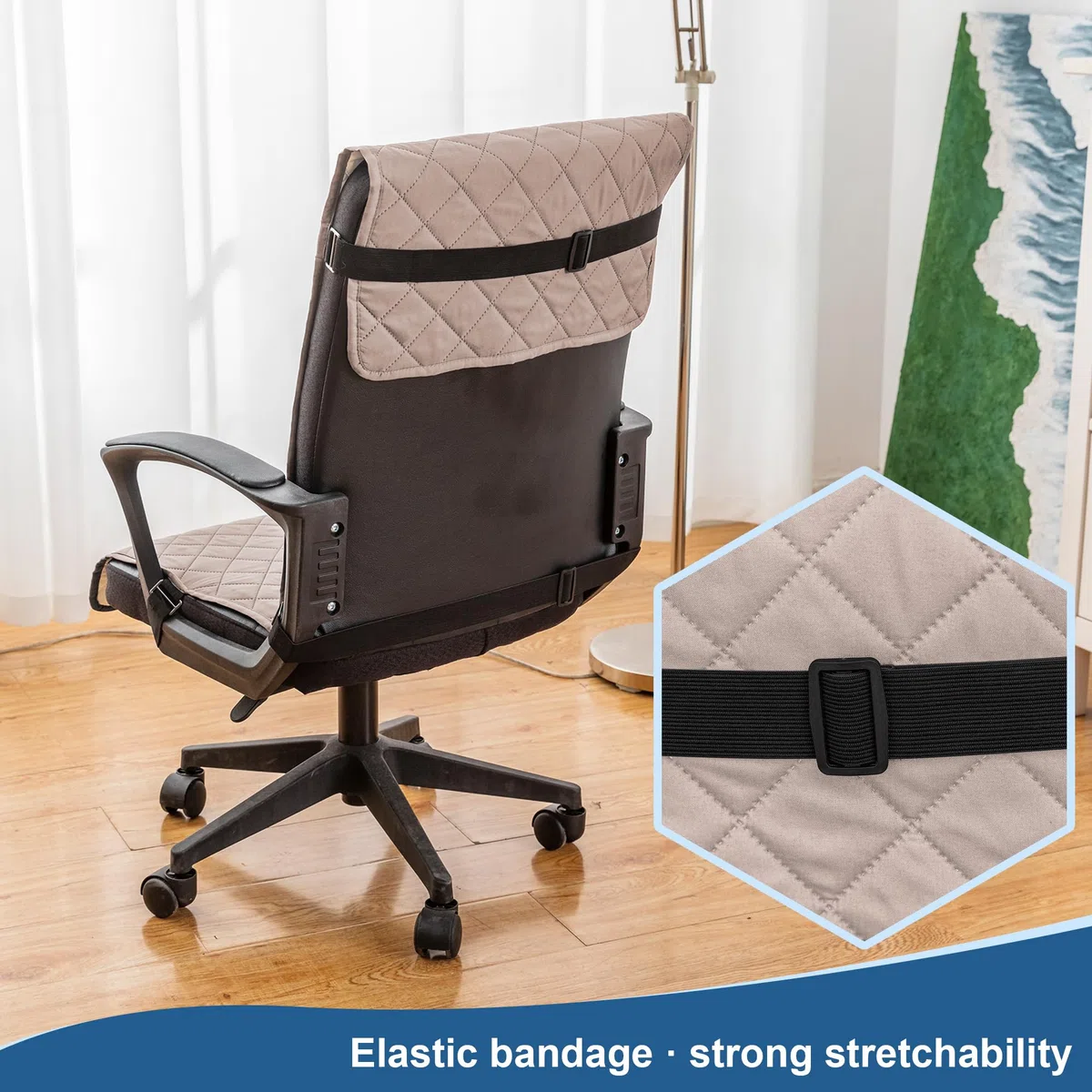 TIANSHU Coprisedia Impermeabile con Fasce Elastiche, Fodera Rimovibile per Sedia da Pranzo, Copertura Antiscivolo Universale in Tessuto Resistente per Cucina, Ristorante (M, Sabbia)