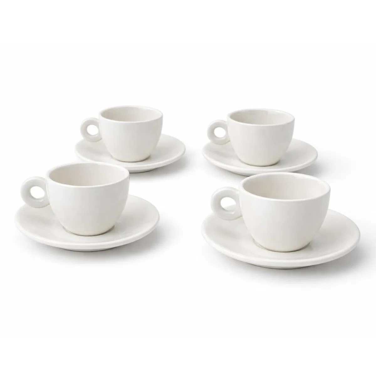 Set 4 Tazze da The Porcellana Bianca Piattino 180 ml Resistenti Eleganti Lavastoviglie Microonde Cappuccino Caffè Latte Idea Regalo (Non Impilabili)